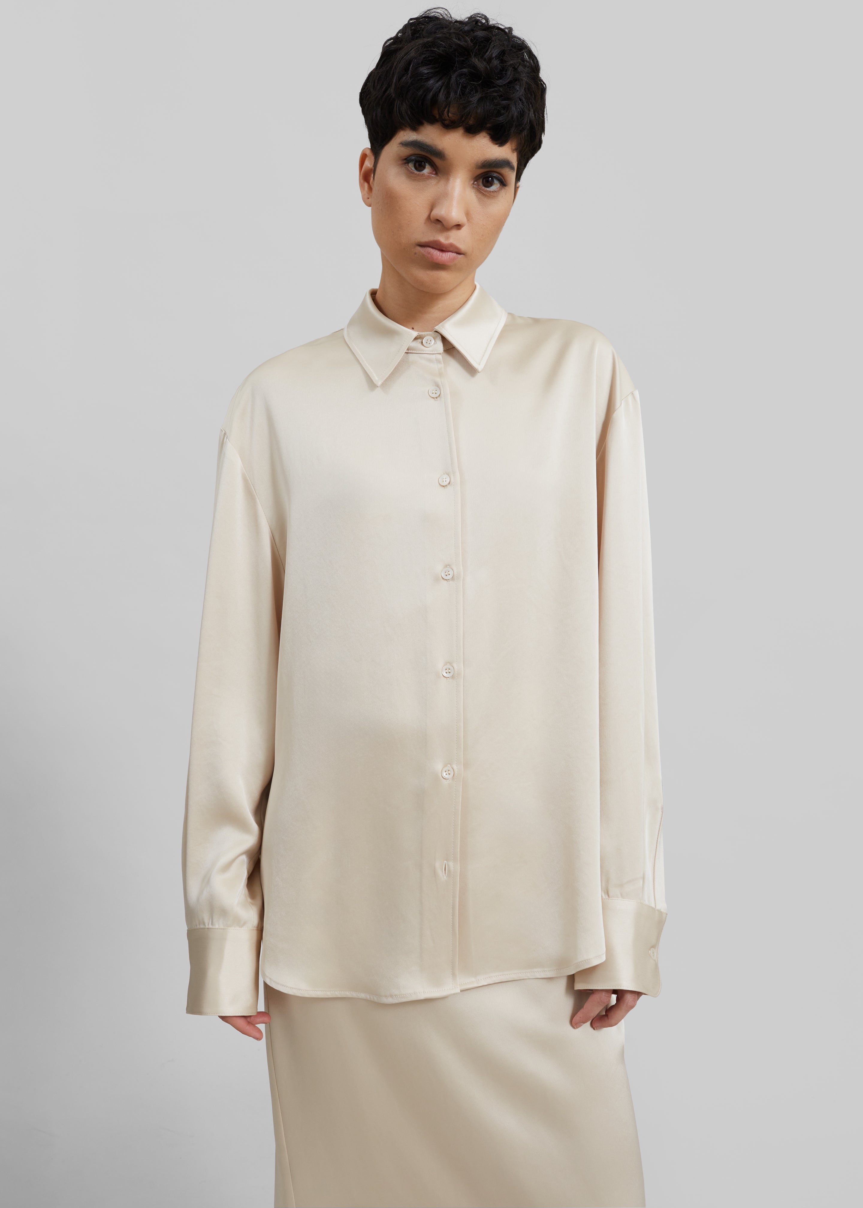 Lui Satin Shirt - Ivory - 5