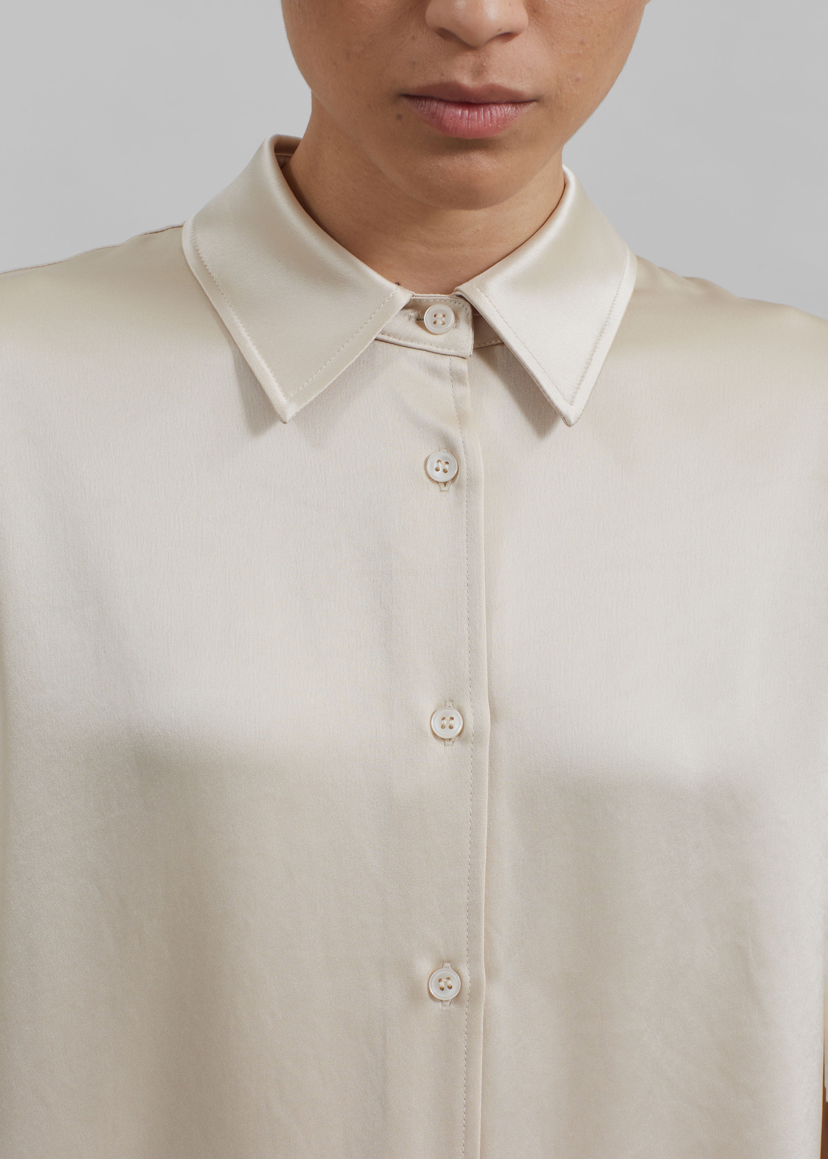 Lui Satin Shirt - Ivory - 3