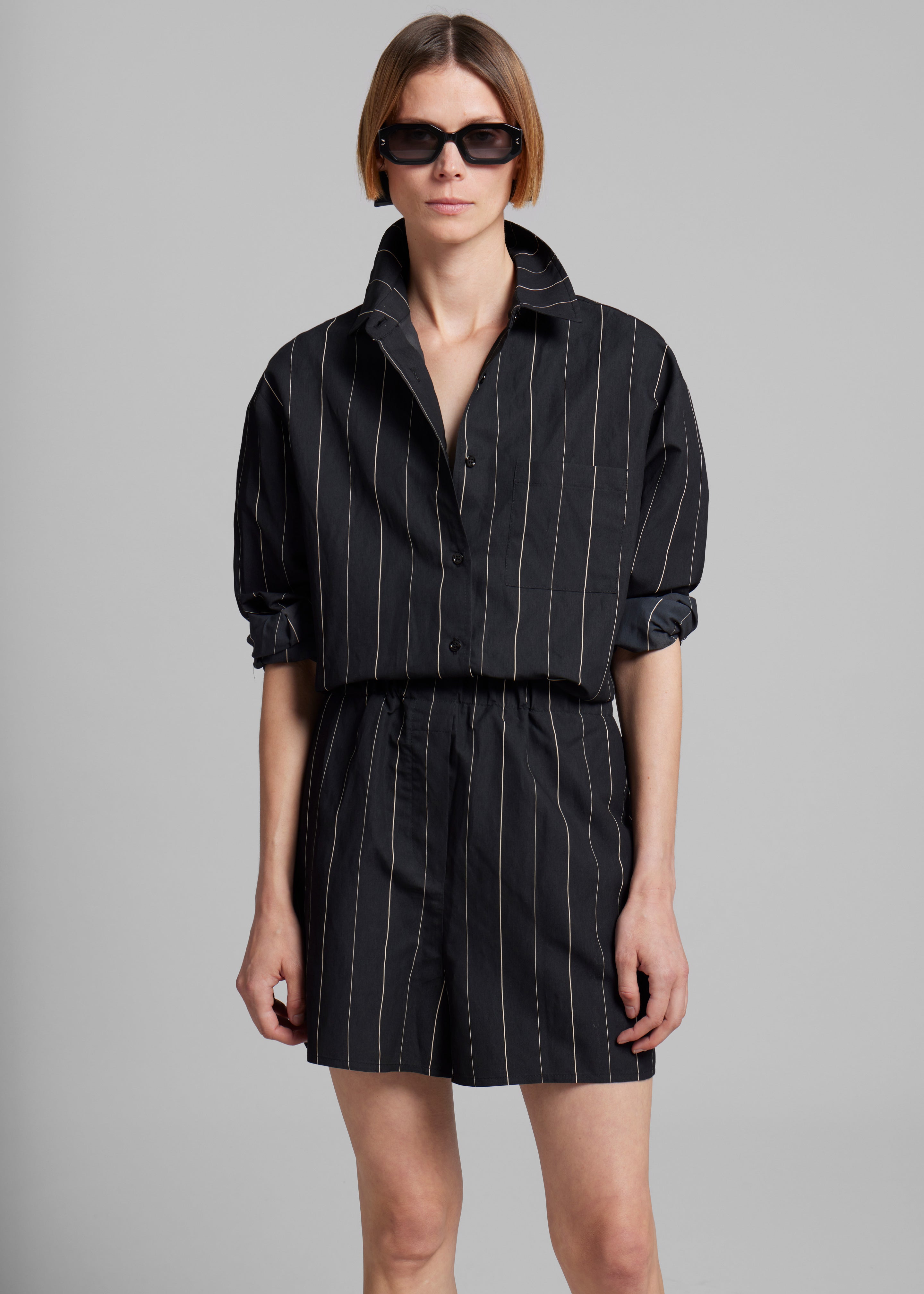 Lui Shirt - Black/Beige Stripe - 5