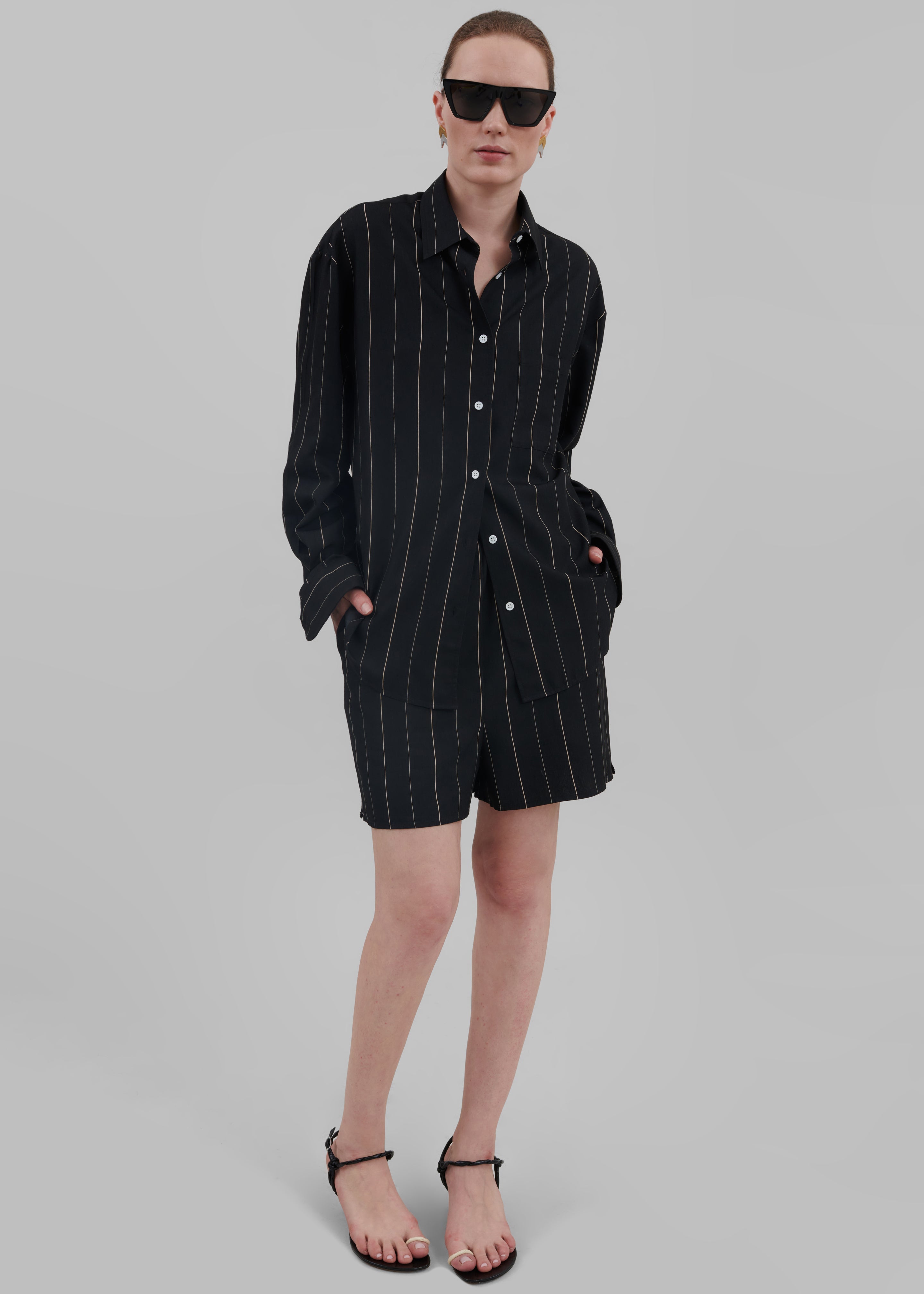 Lui Shirt - Black/Beige Stripe - 7