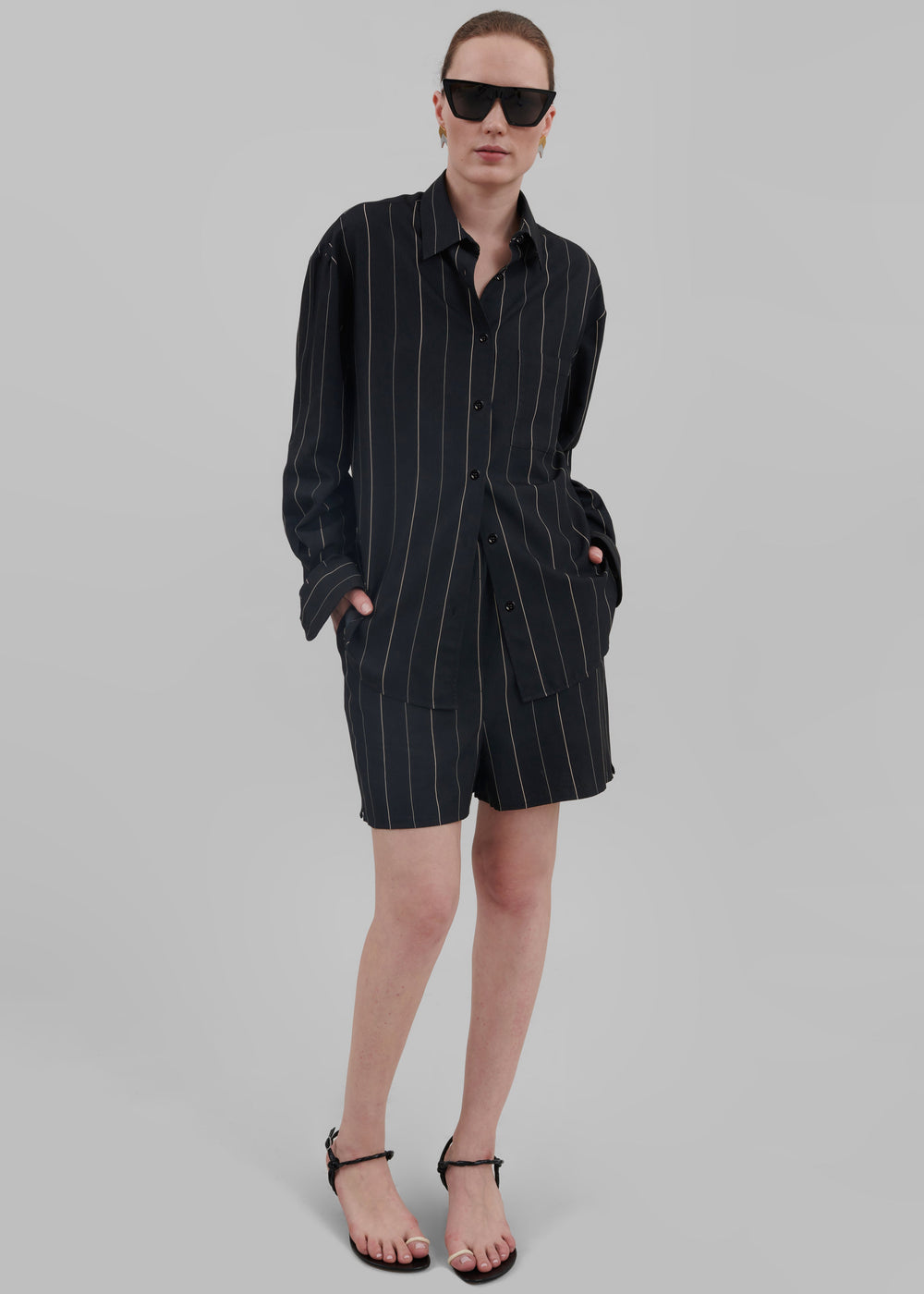 Lui Shirt - Black/Beige Stripe