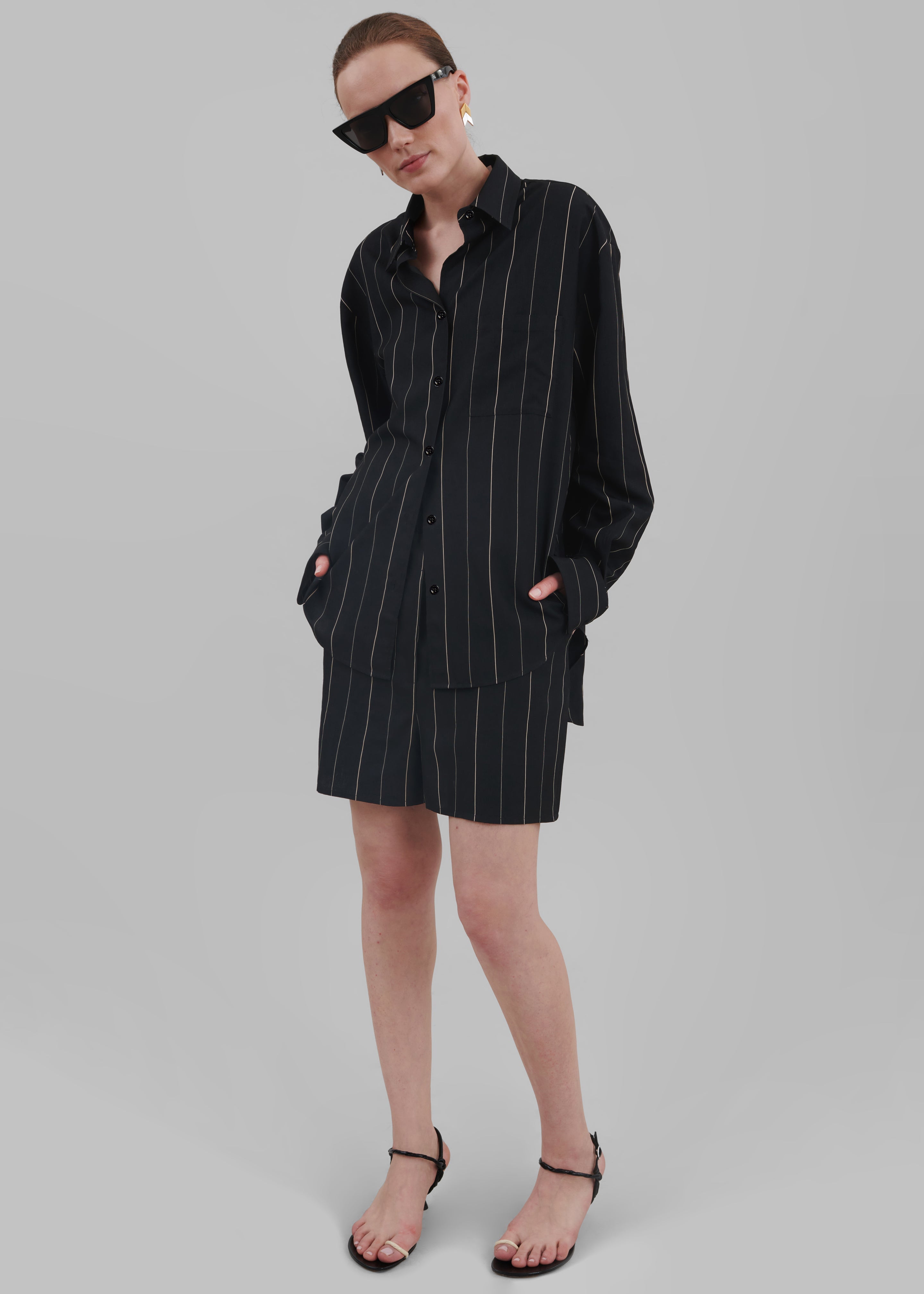 Lui Shirt - Black/Beige Stripe - 8