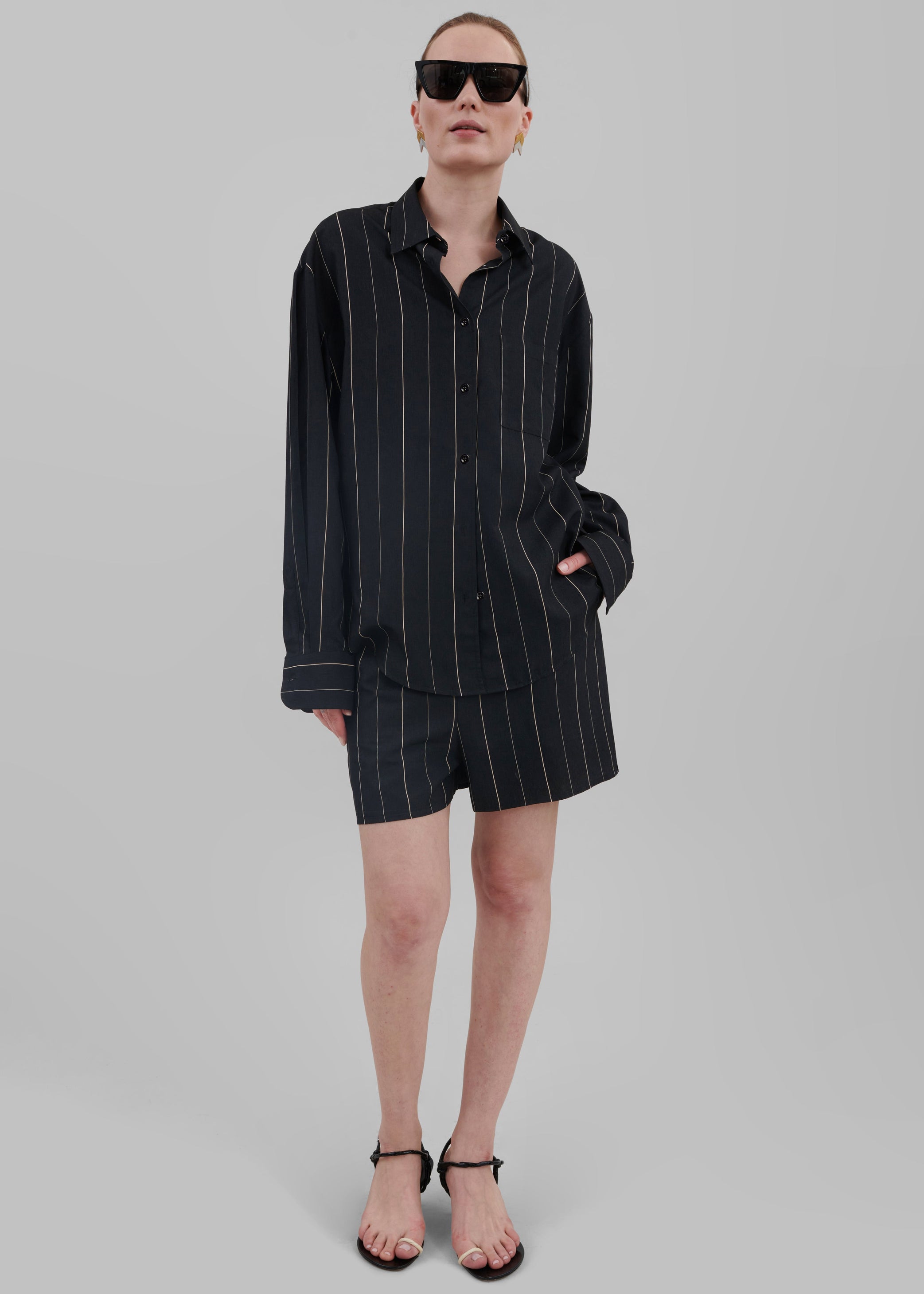 Shop the look image for Lui Shirt - Black/Beige Stripe