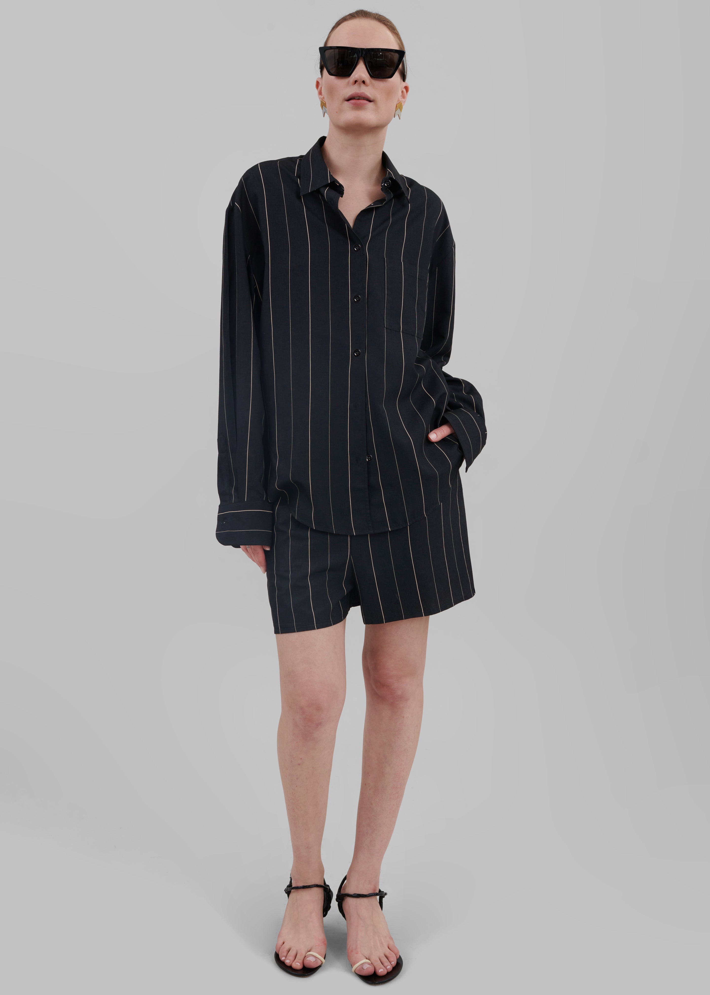 Lui Shirt - Black/Beige Stripe - 3