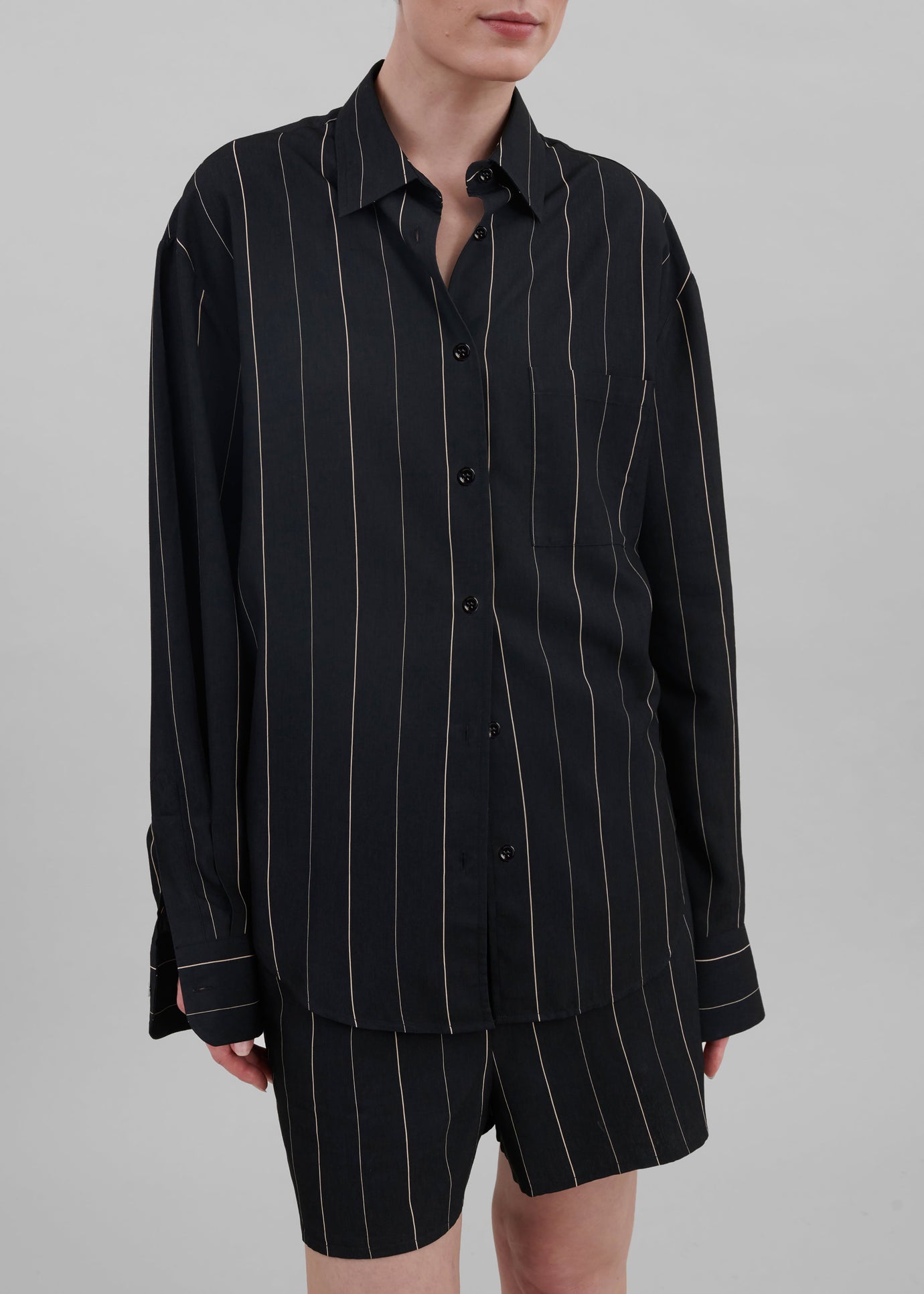 Lui Shirt - Black/Beige Stripe - 1