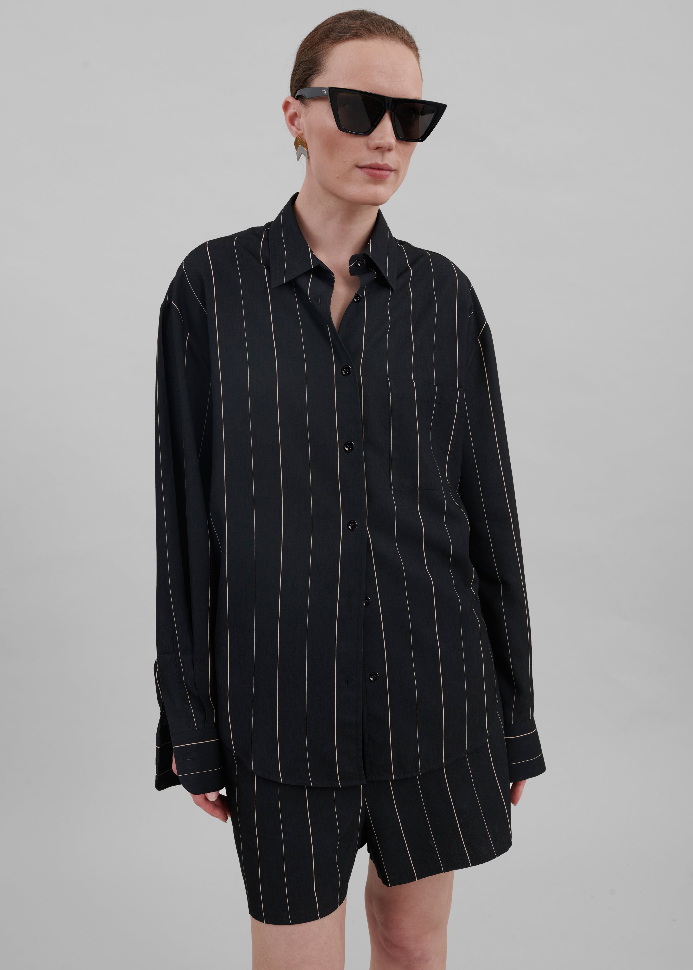 Lui Shirt - Black/Beige Stripe - 4