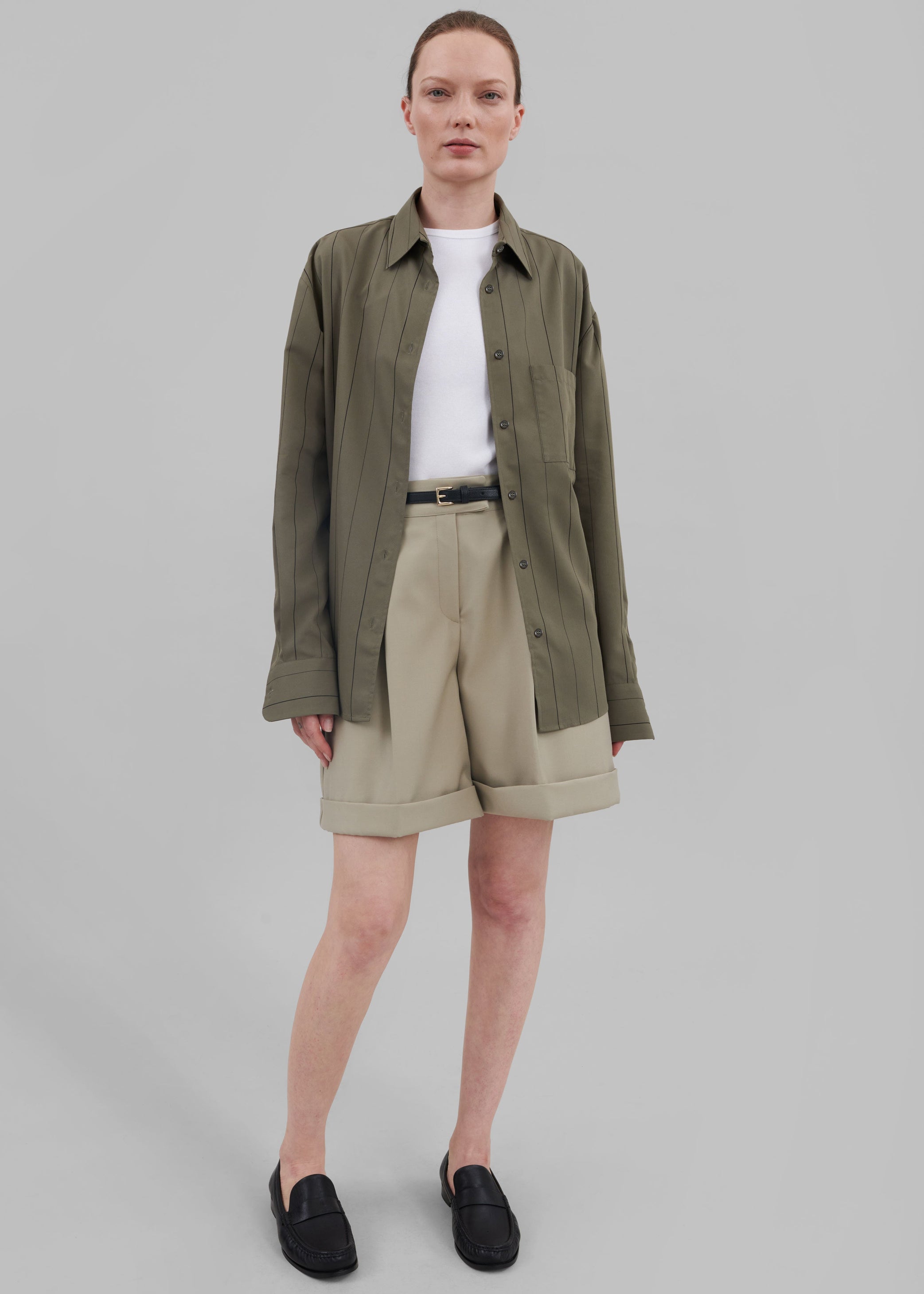 Shop the look image for Lui Shirt - Khaki/Black Stripe