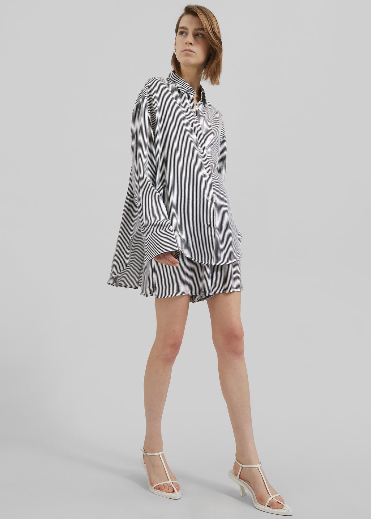 Lui Striped Silk Shirt - Black/White Stripe - 7