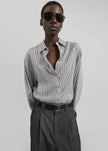 Lui Striped Silk Shirt - Black/White Stripe