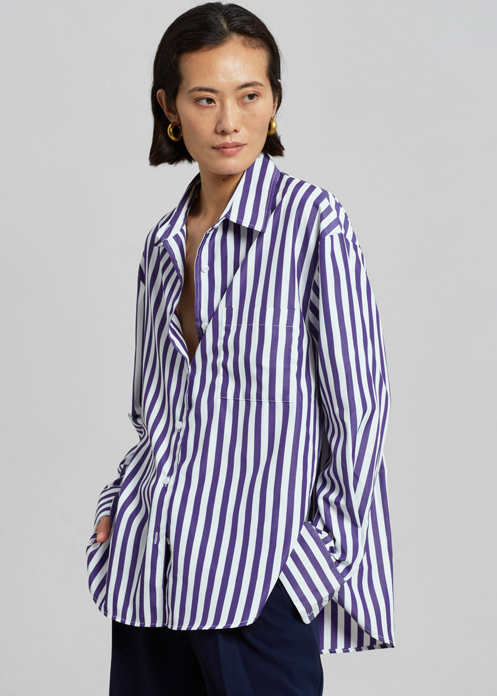Lui Stripe Shirt - Deep Blue