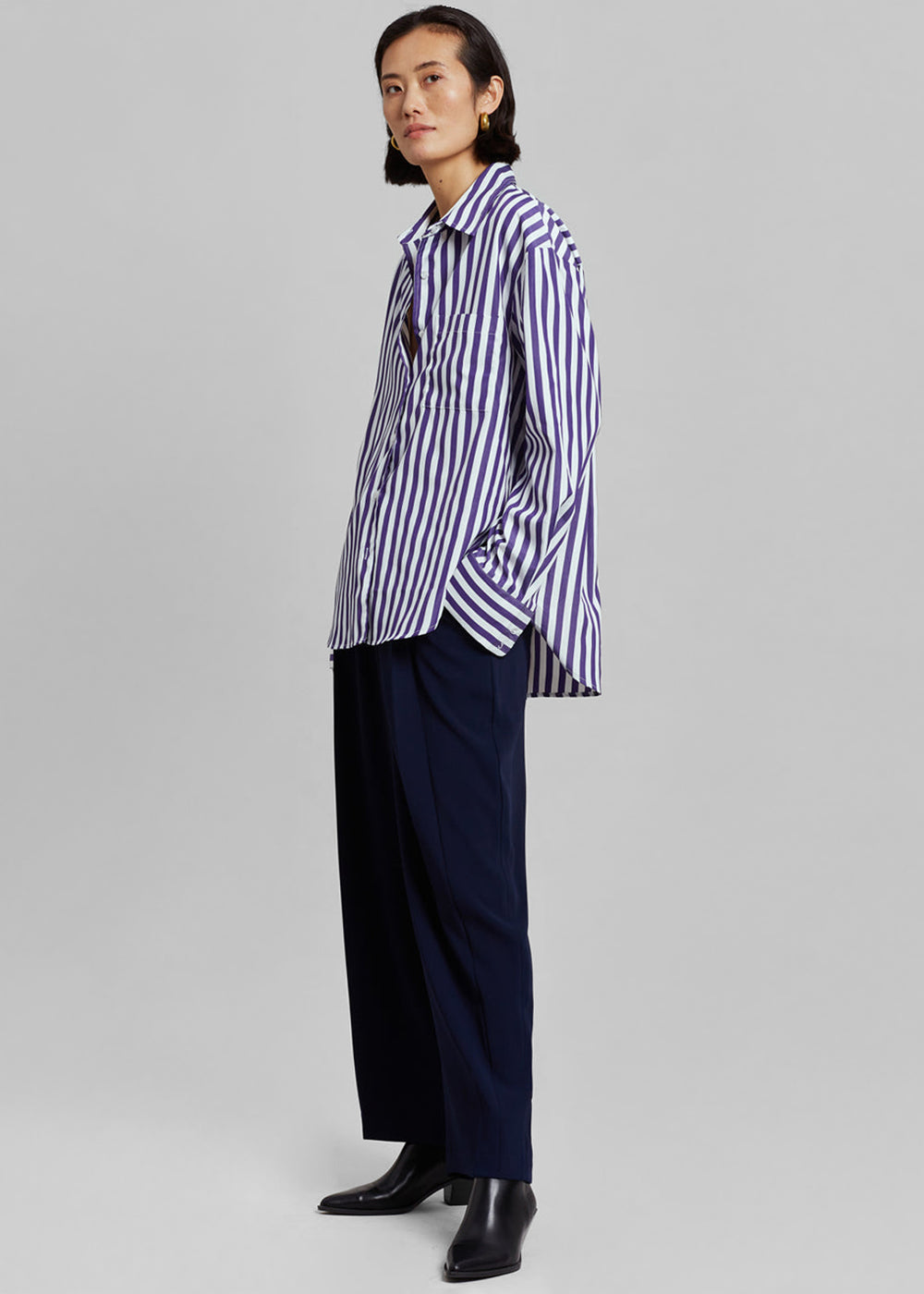 Lui Stripe Shirt - Deep Blue - 1