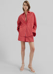 Lui Striped Cotton Shirt - Red/White Stripe
