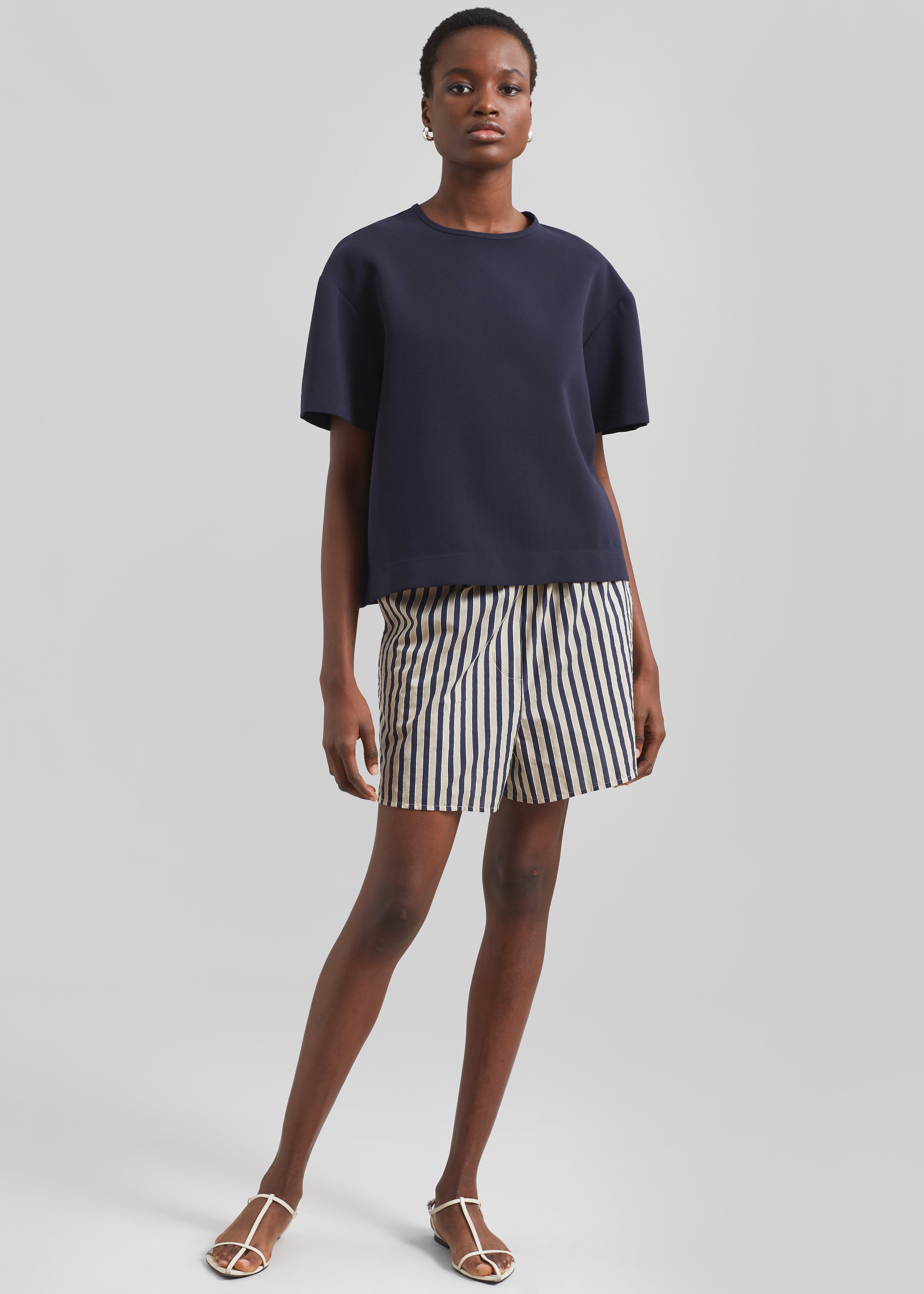 Lui Textured Boxer Shorts - Beige/Navy Multi Stripe - 9