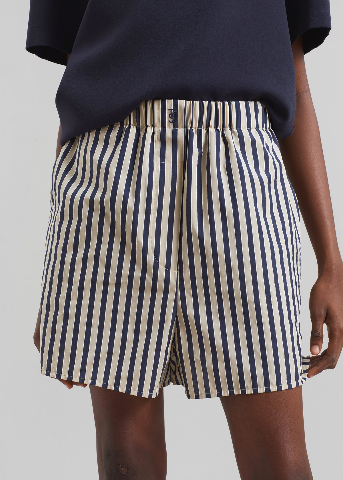Lui Textured Boxer Shorts - Beige/Navy Multi Stripe - 6
