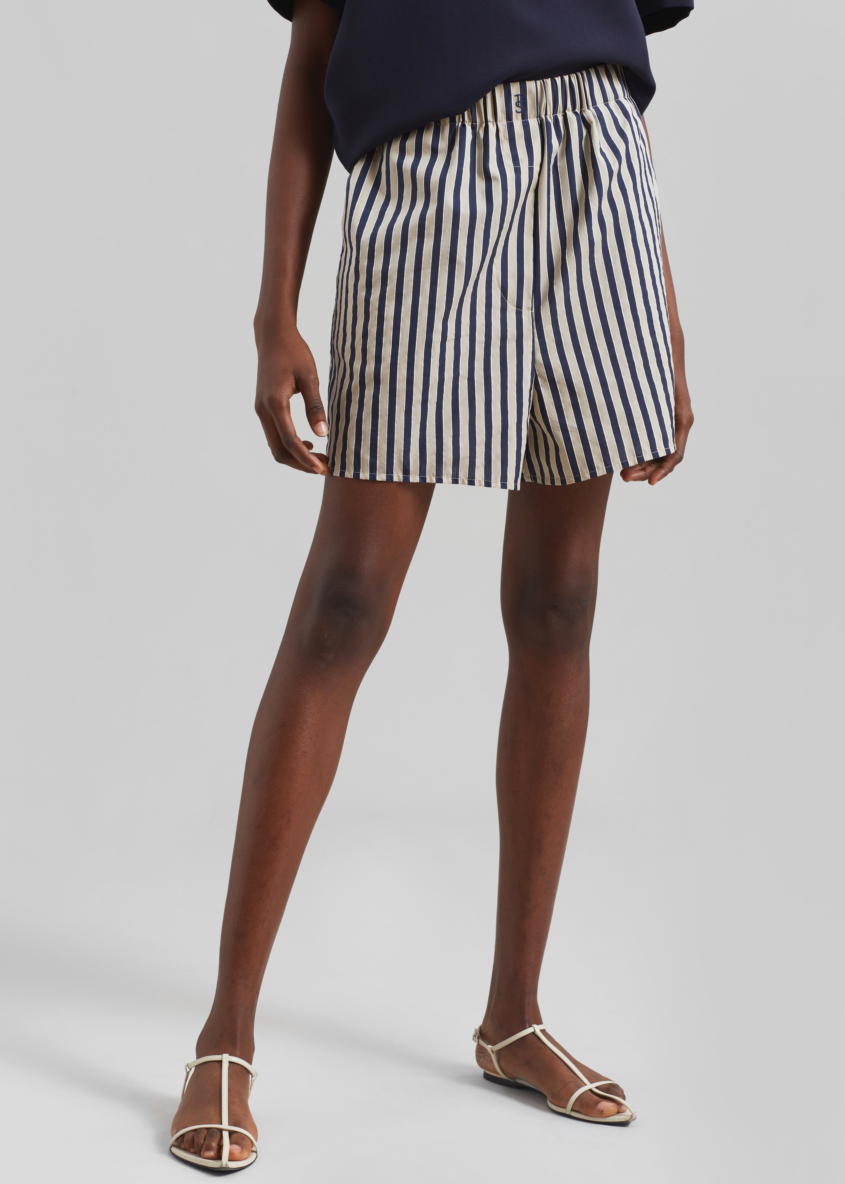 Lui Textured Boxer Shorts - Beige/Navy Multi Stripe - 10