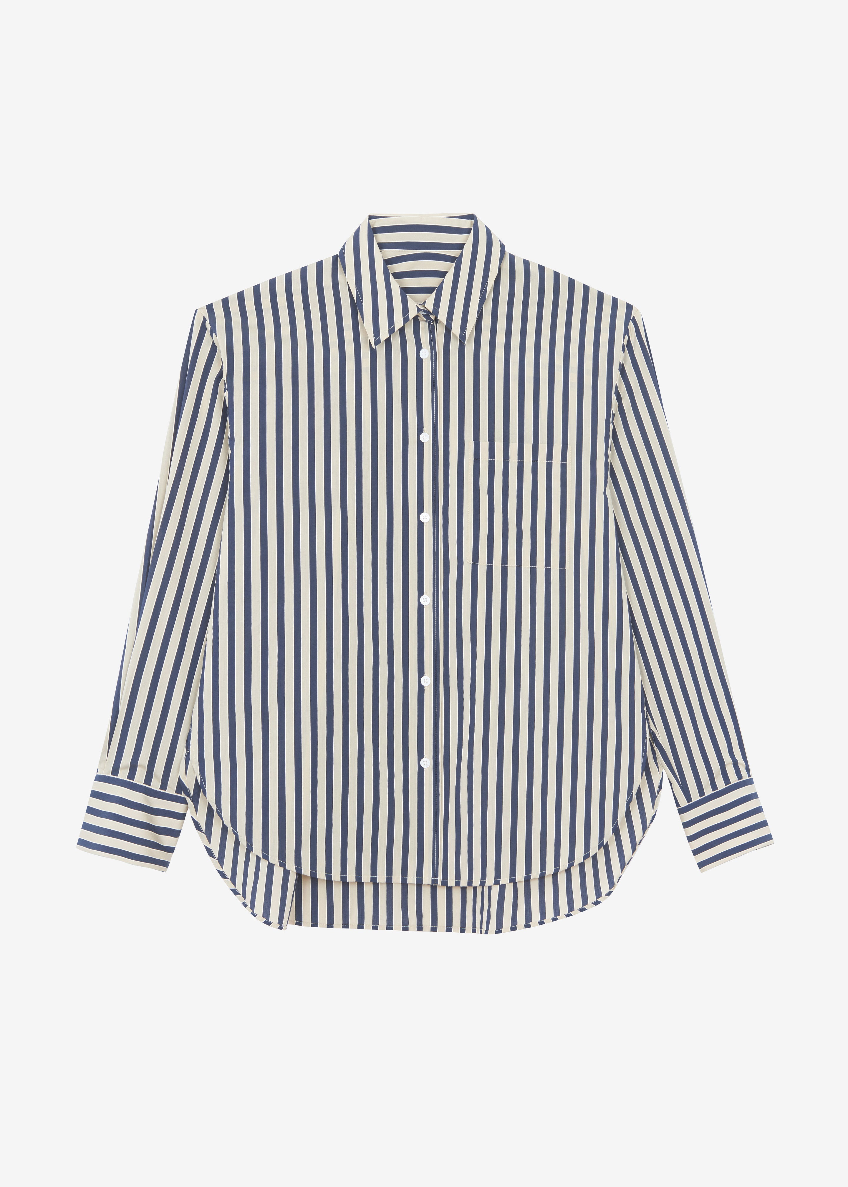 Lui Textured Shirt - Beige/Navy Multi Stripe - 7