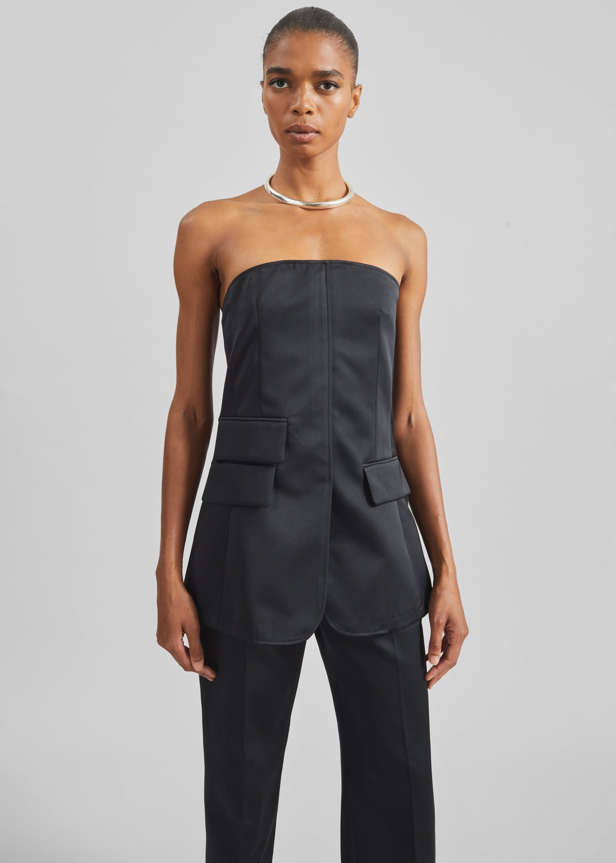 Luma Satin Bustier - Black - 1