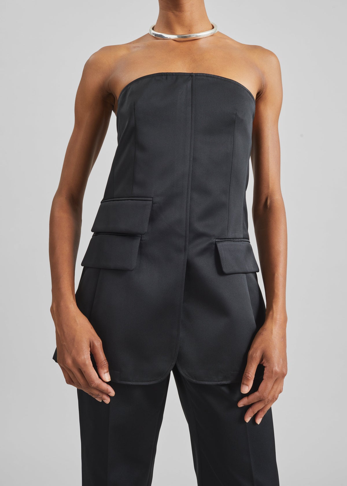 Luma Satin Bustier - Black - 2