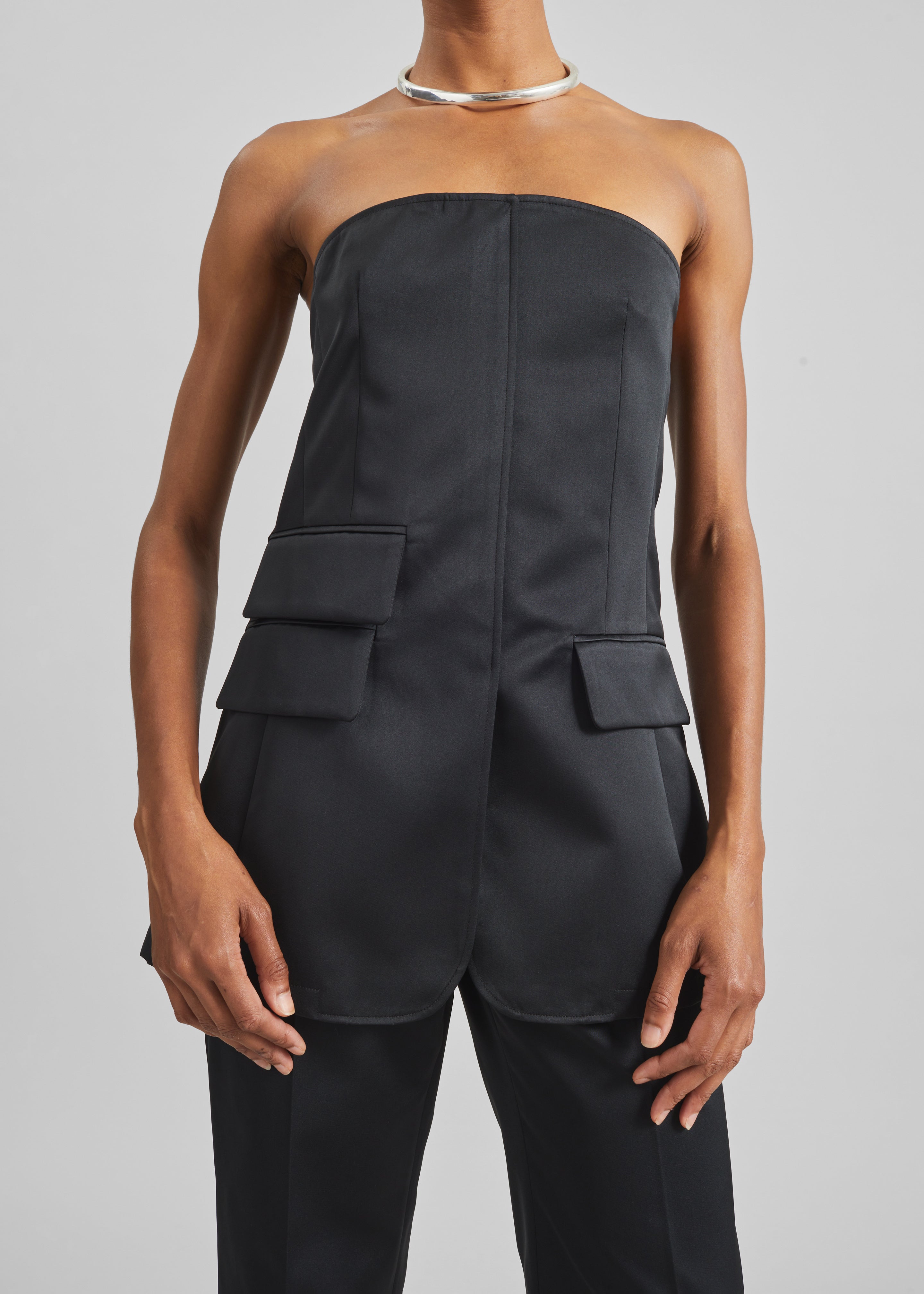 Luma Satin Bustier - Black - 2