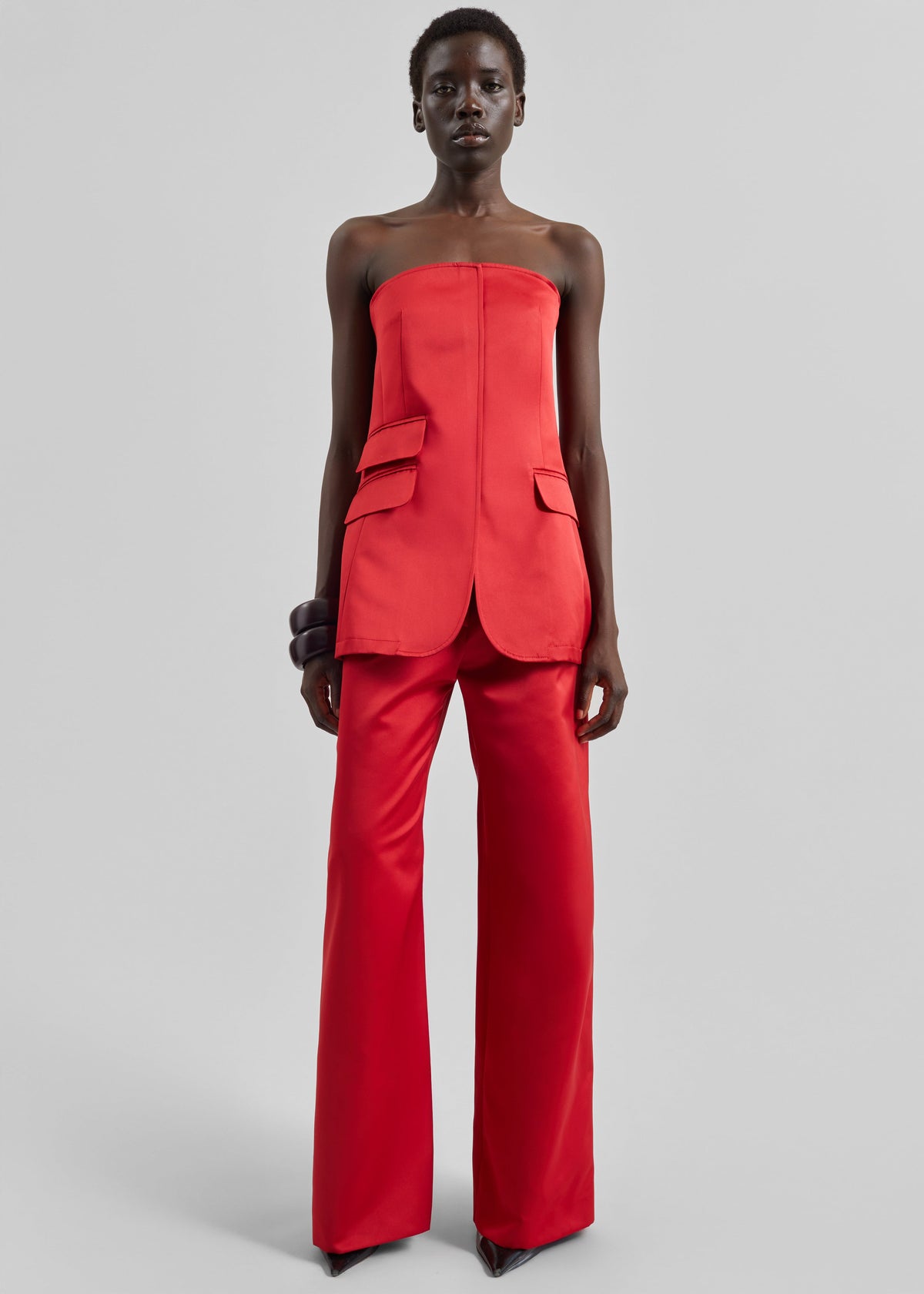 Luma Satin Bustier - Red - 1