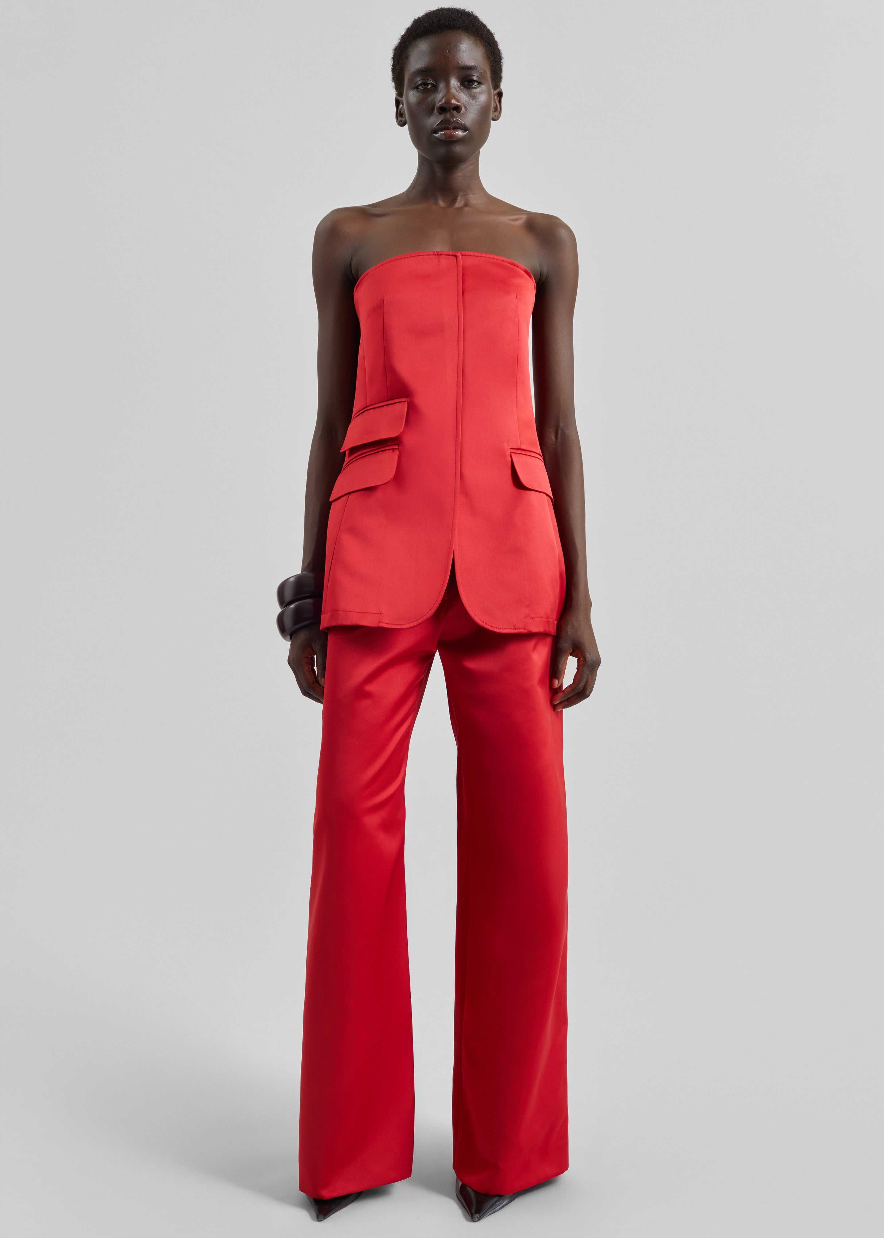 Luma Satin Bustier - Red - 1