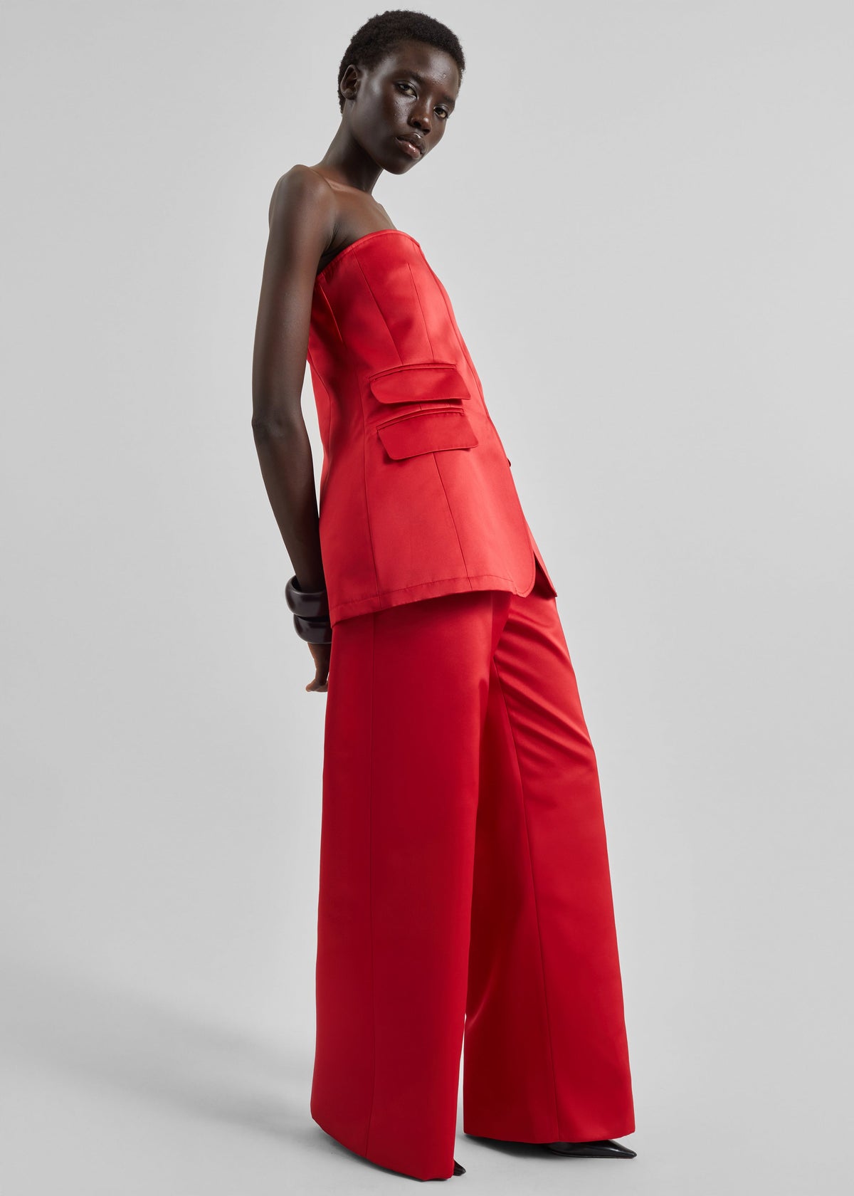 Luma Satin Bustier - Red - 3