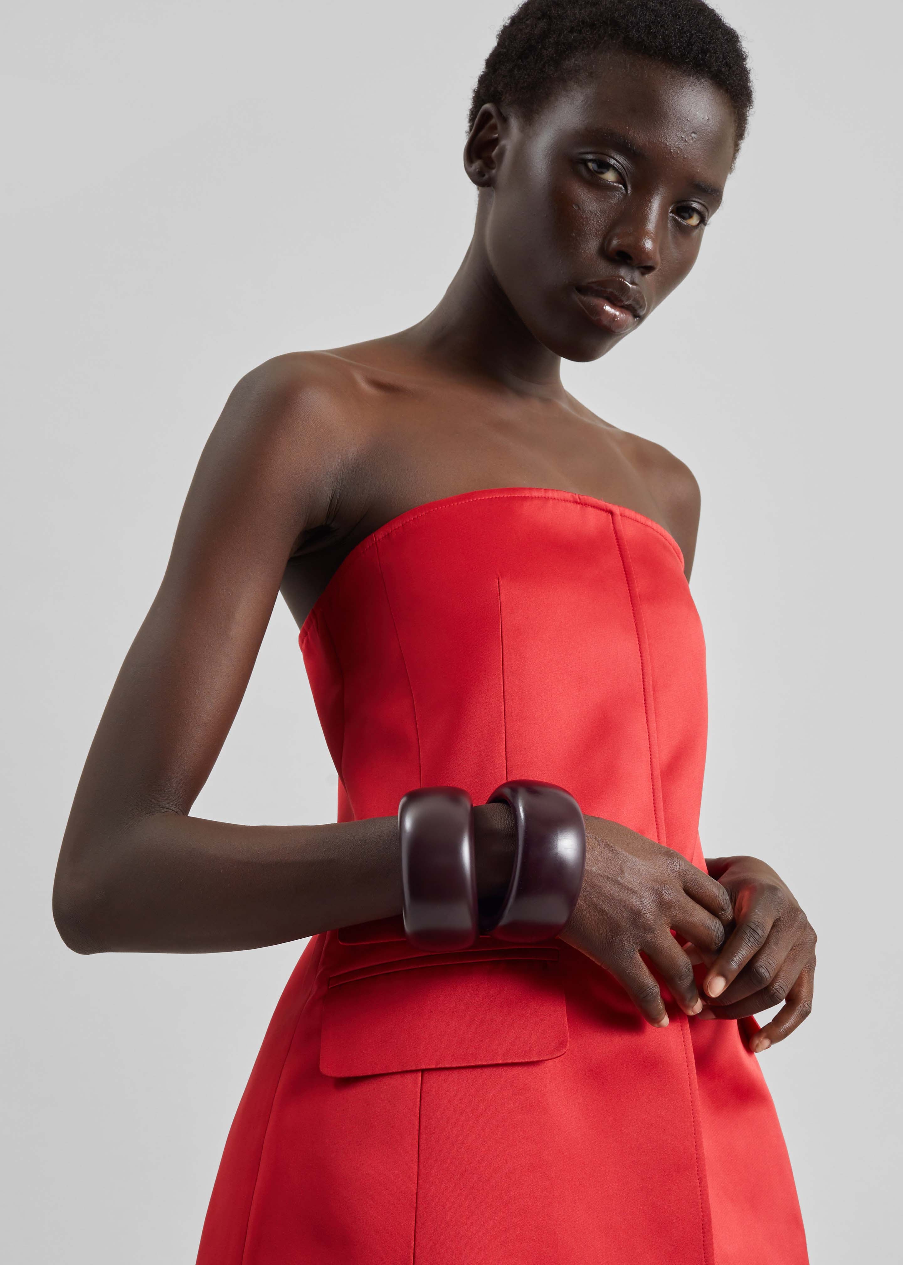 Luma Satin Bustier - Red - 4