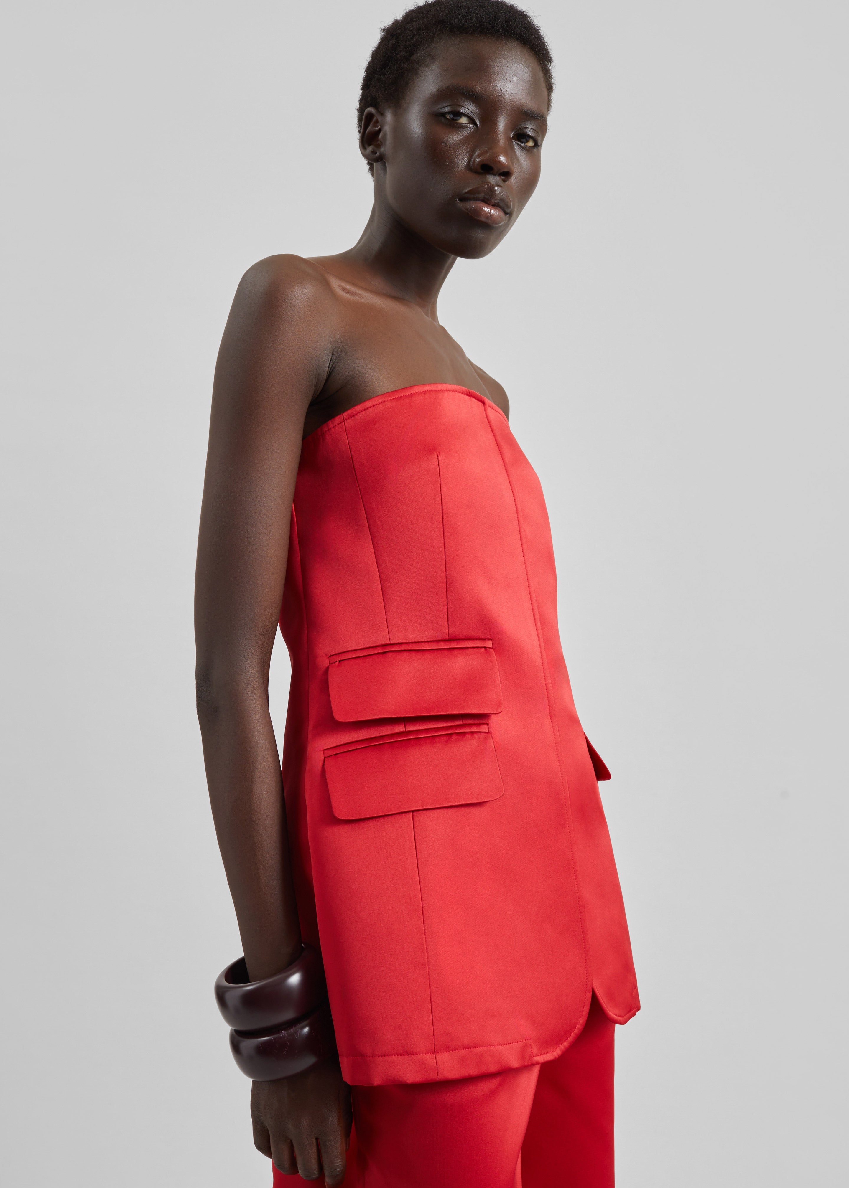 Luma Satin Bustier - Red - 5