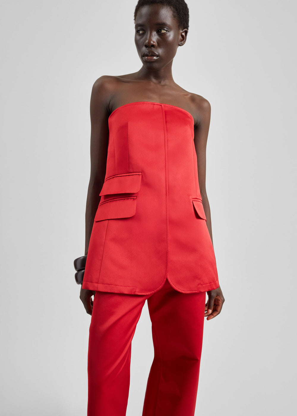 Luma Satin Bustier - Red - 1