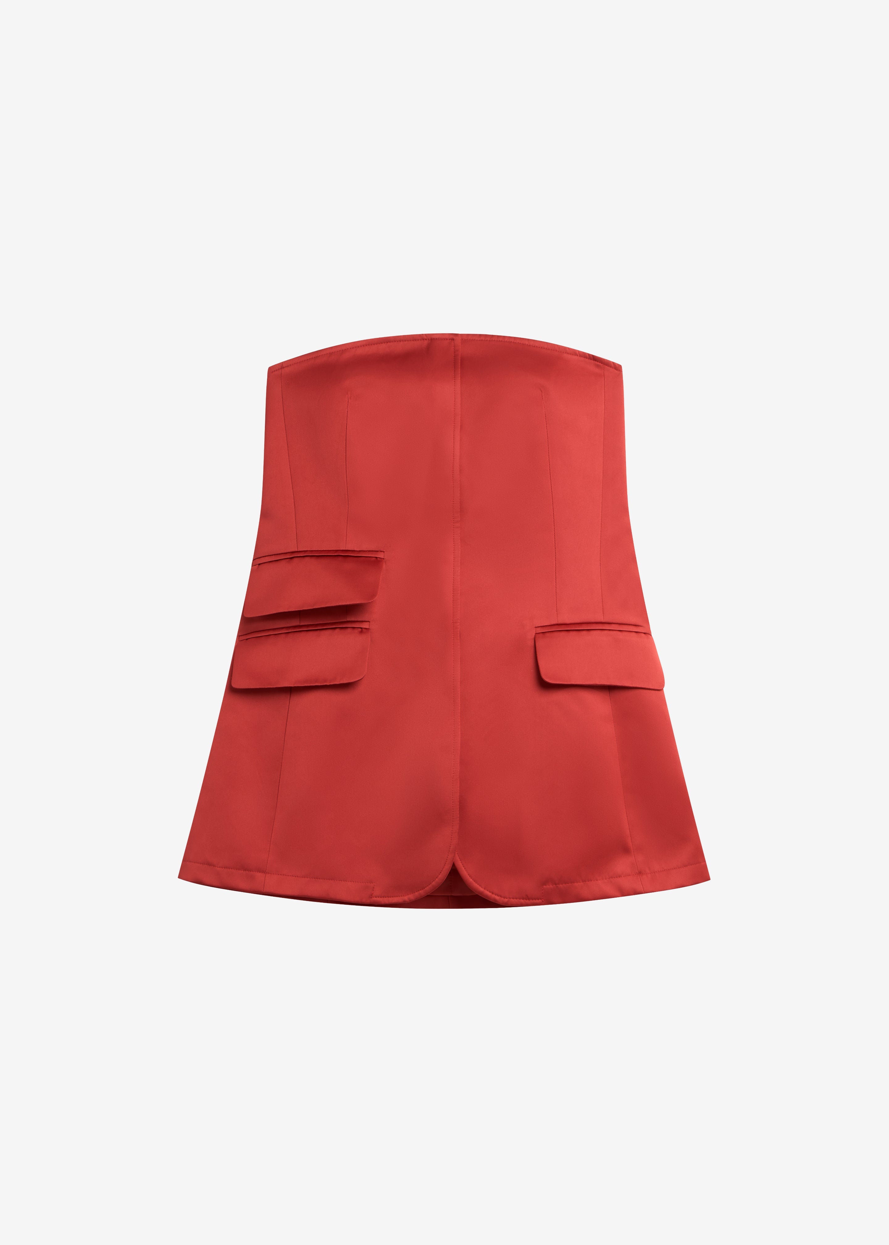 Luma Satin Bustier - Red - 7