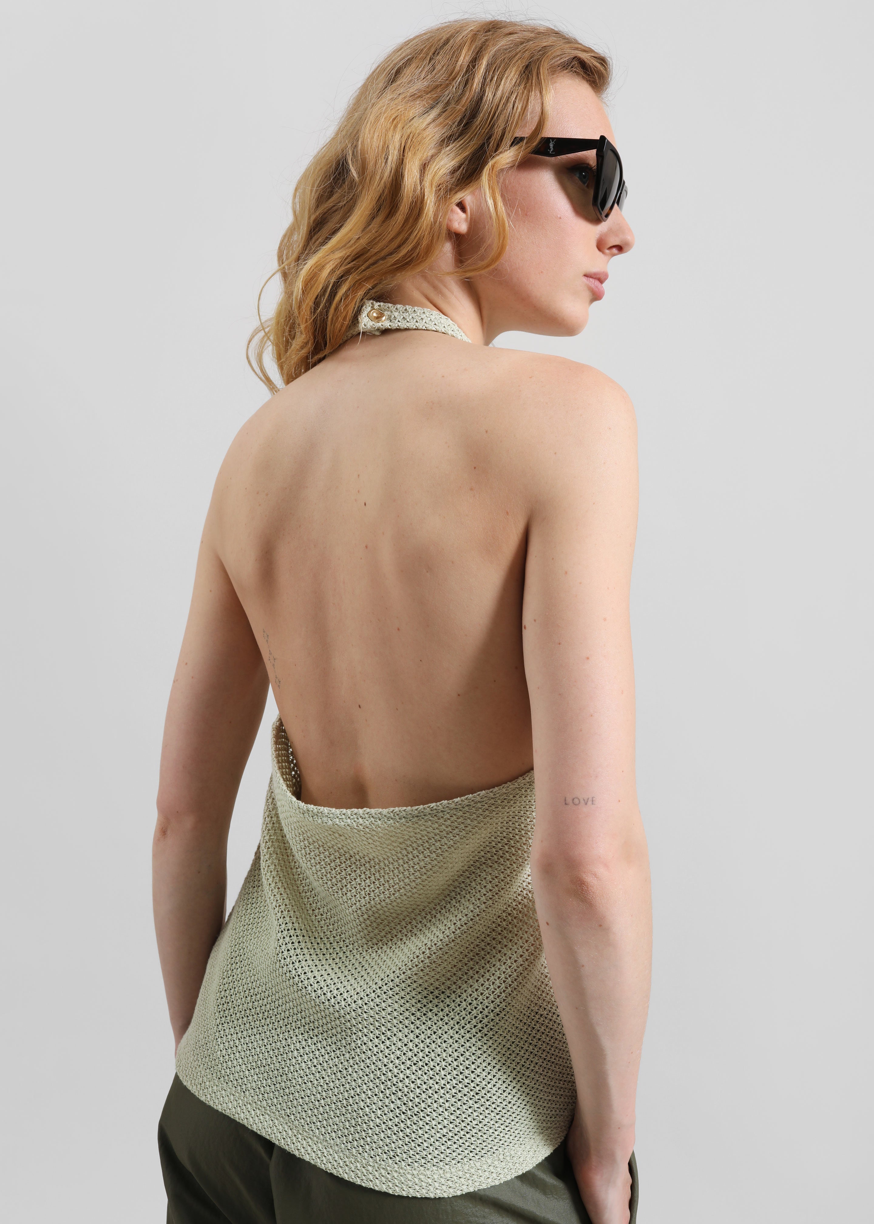 Lunel Knit Halter Top - Pale Green - 2