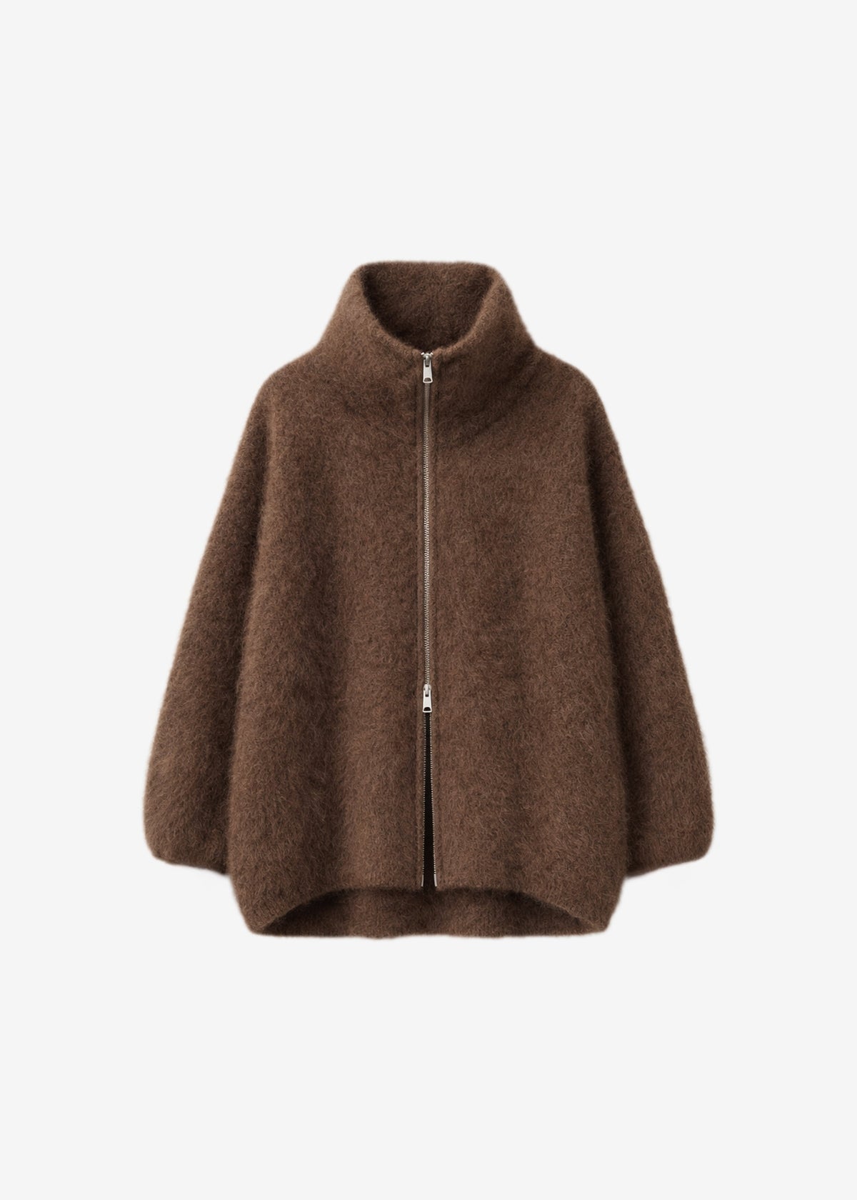 Lupa Fuzzy Zip-Up Cardigan - Brown