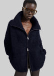 Cardigan Lupa effetto peloso con zip - Blu navy