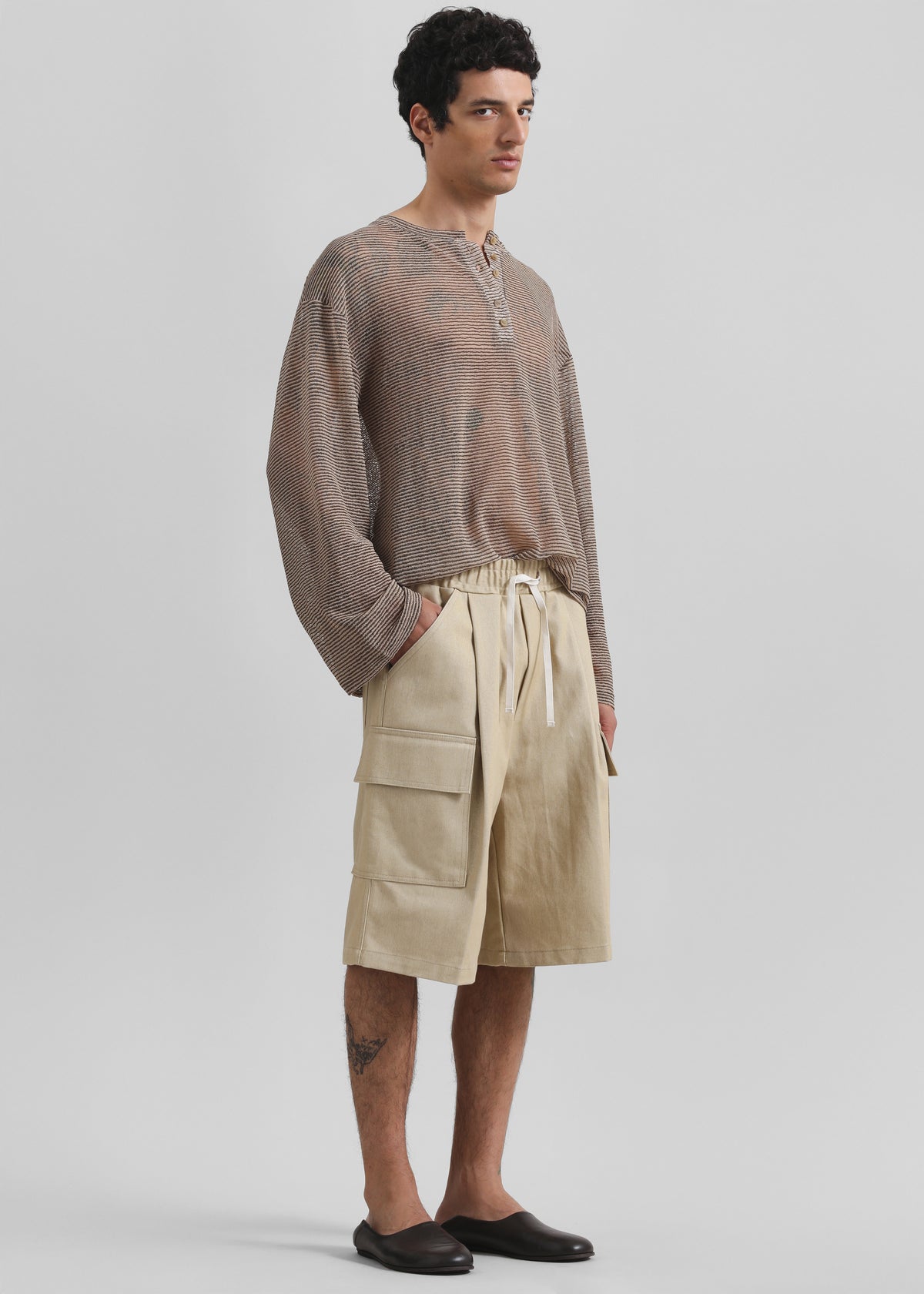 Luray Henley T-Shirt - Beige/Black Stripe - 3