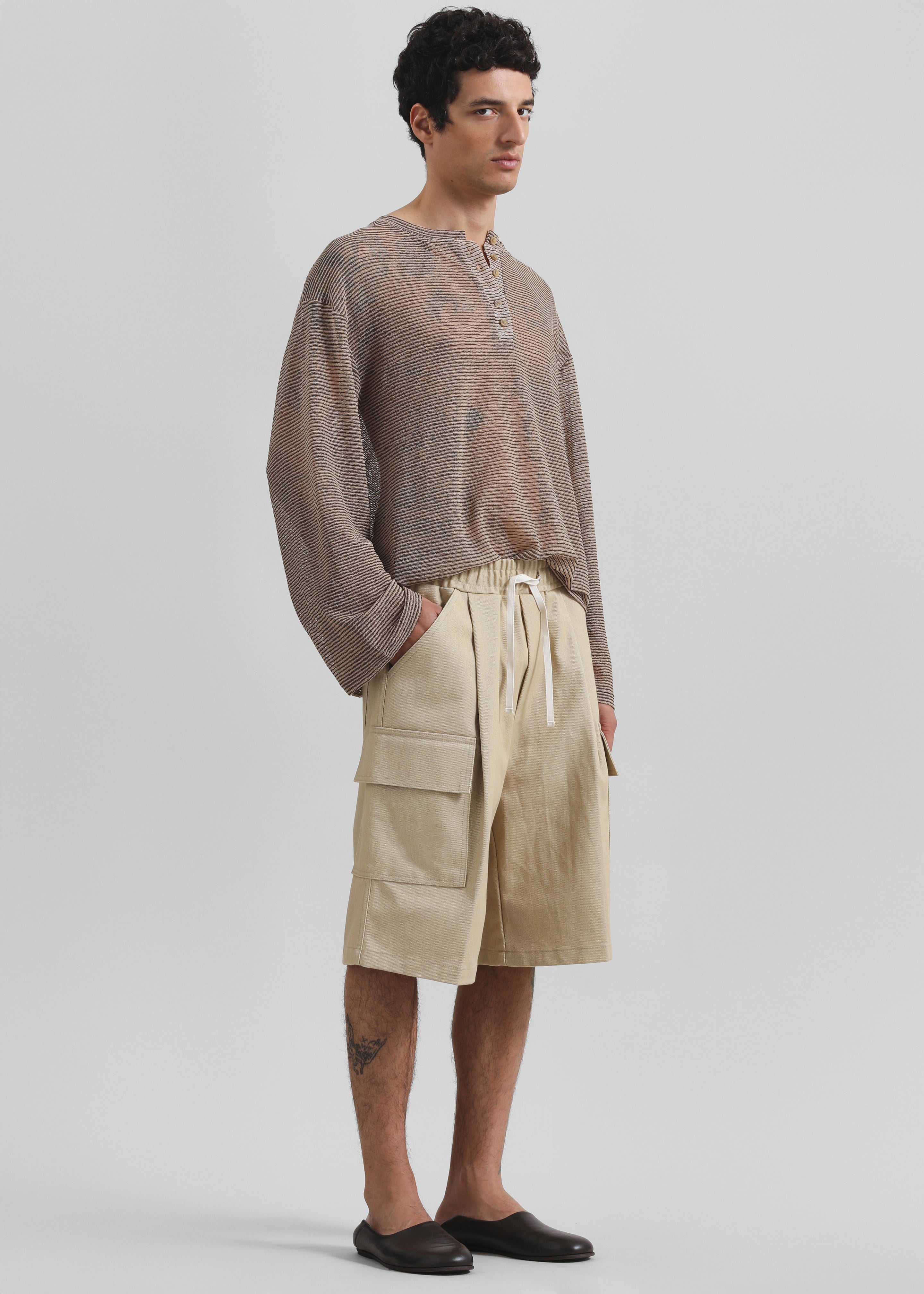 Luray Henley T-Shirt - Beige/Black Stripe - 3