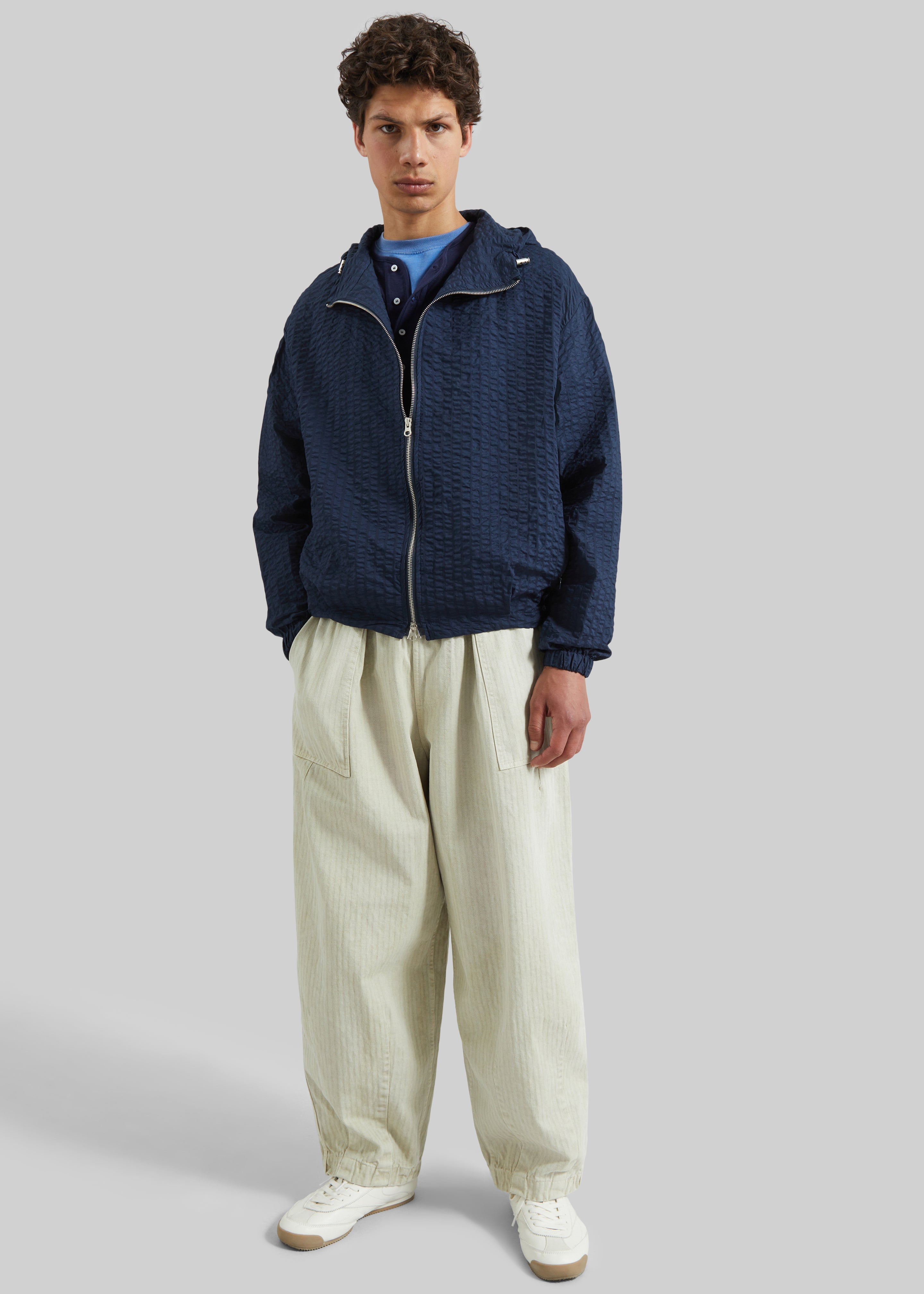 Luynes Seersucker Drawstring Jacket - Navy - 4