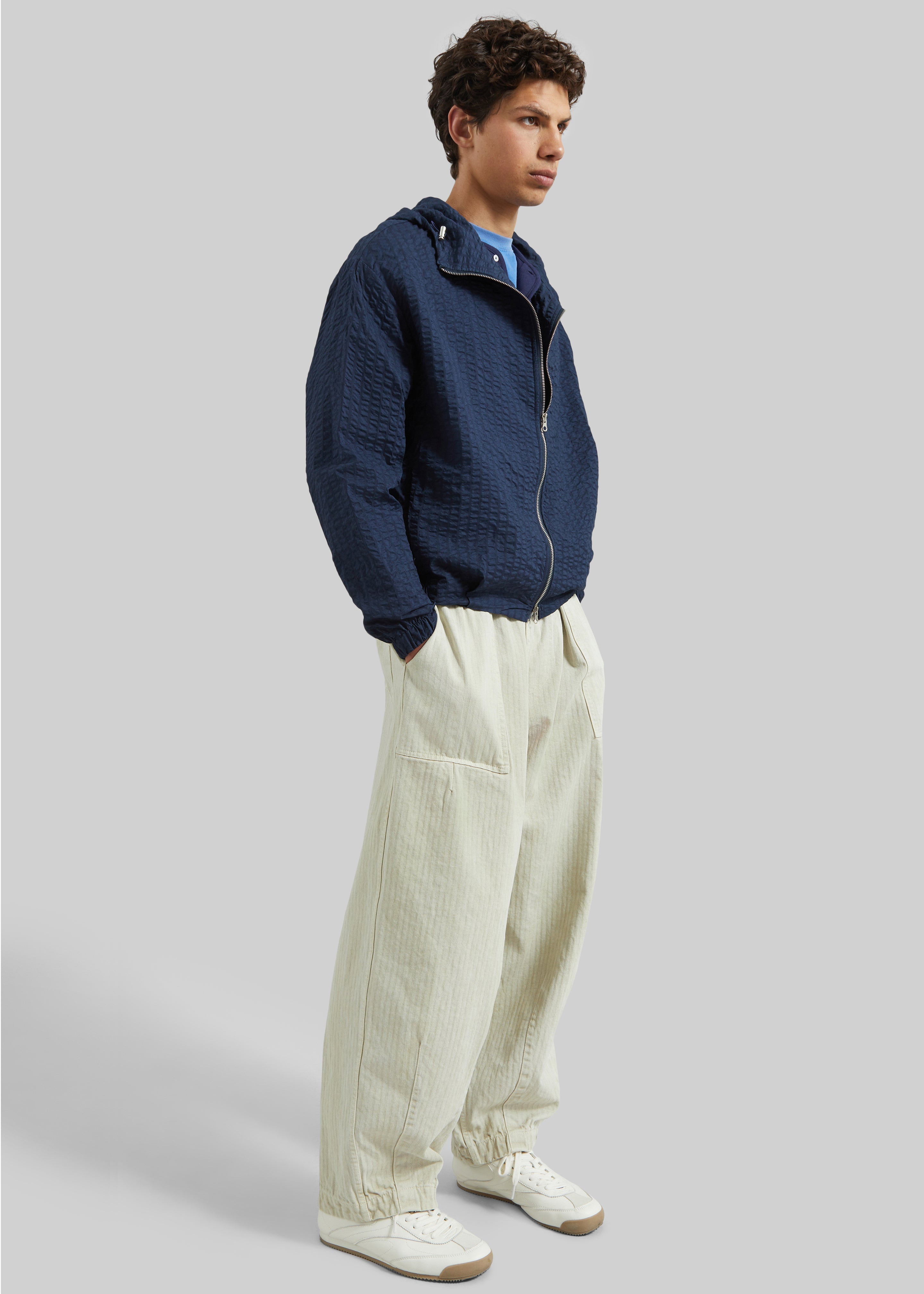 Luynes Seersucker Drawstring Jacket - Navy - 5