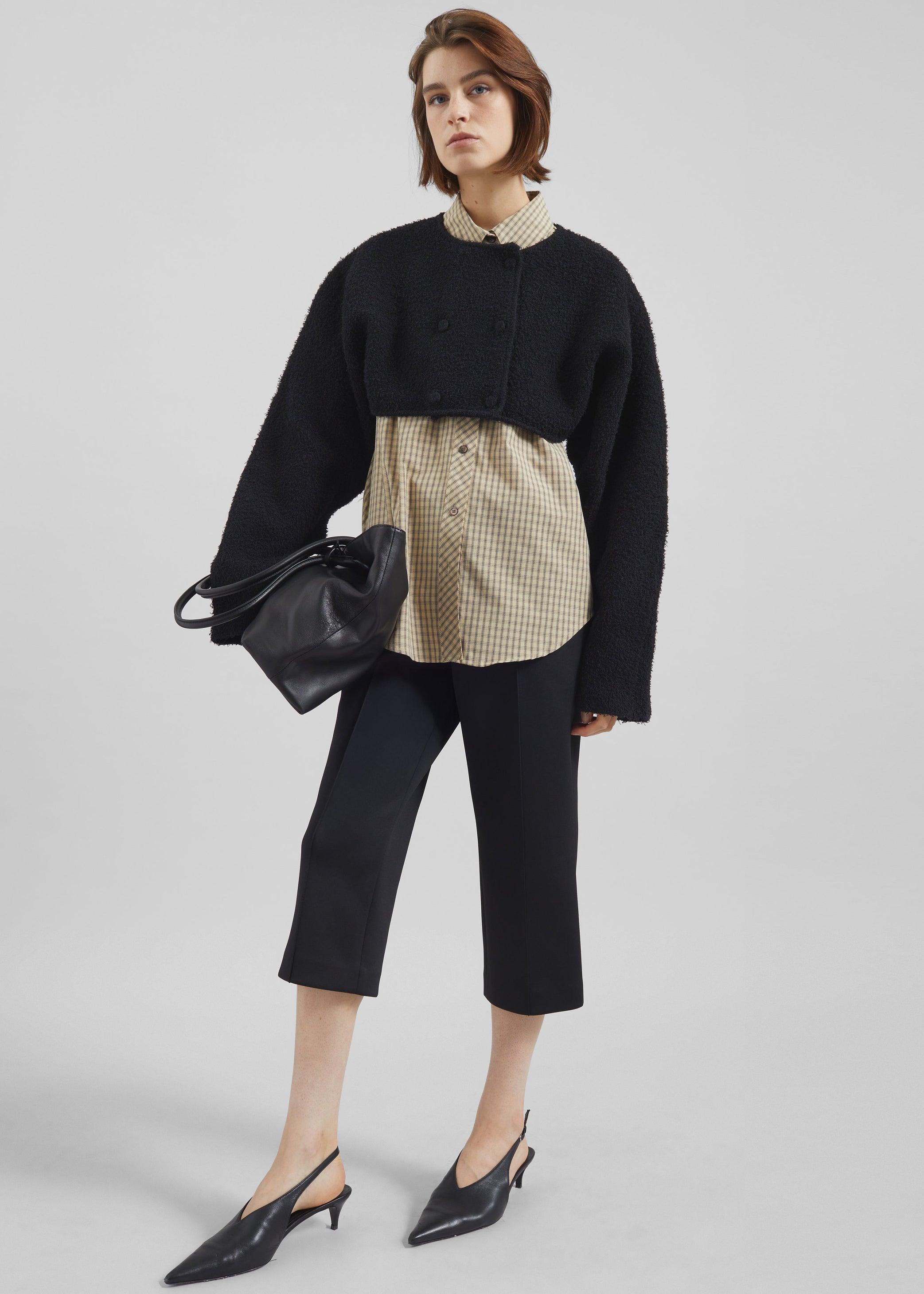 Shop the look image for Lyall Fuzzy Cropped Jacket - Black