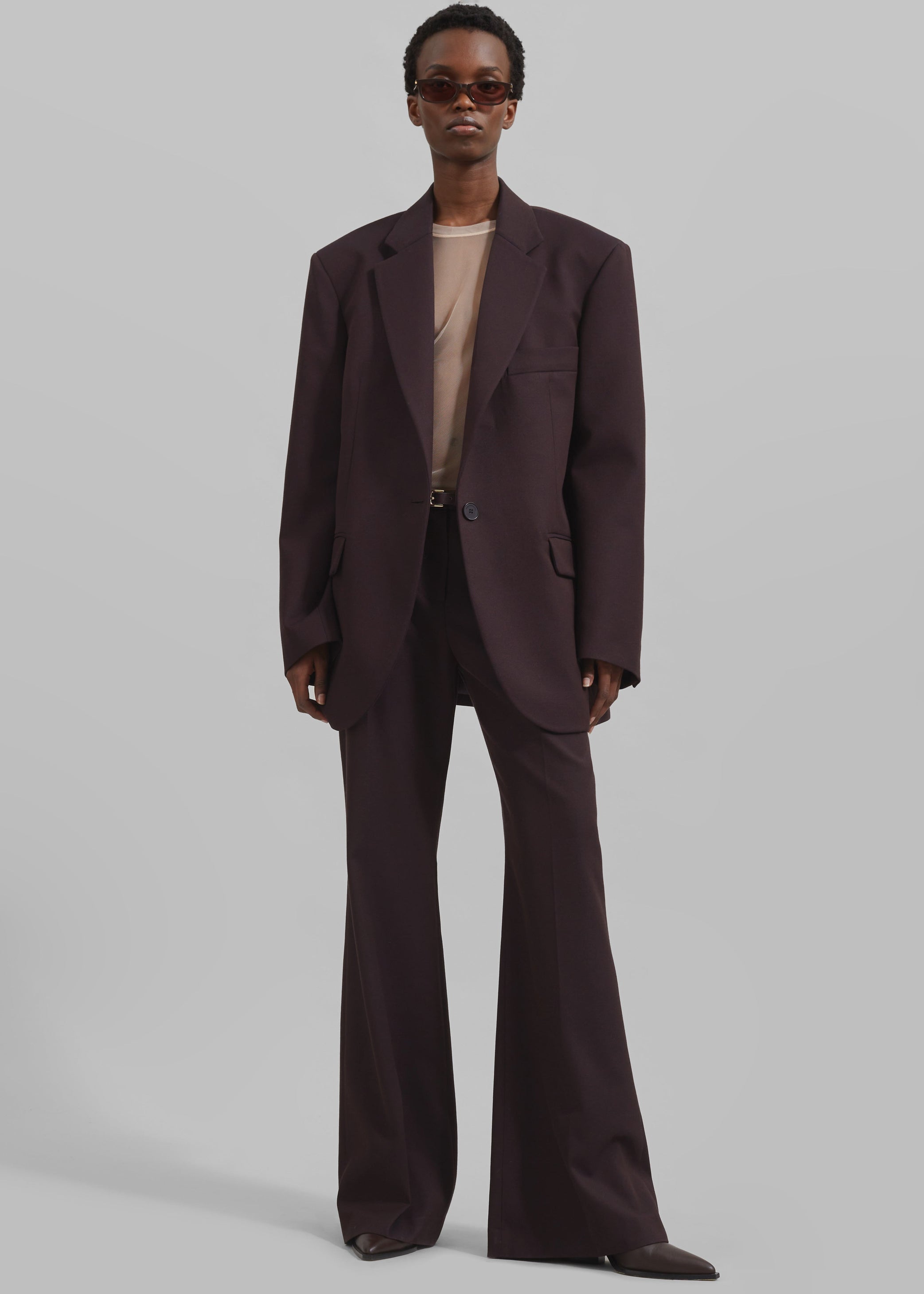 Shop the look image for Lyra Oversized Blazer - Dark Plum