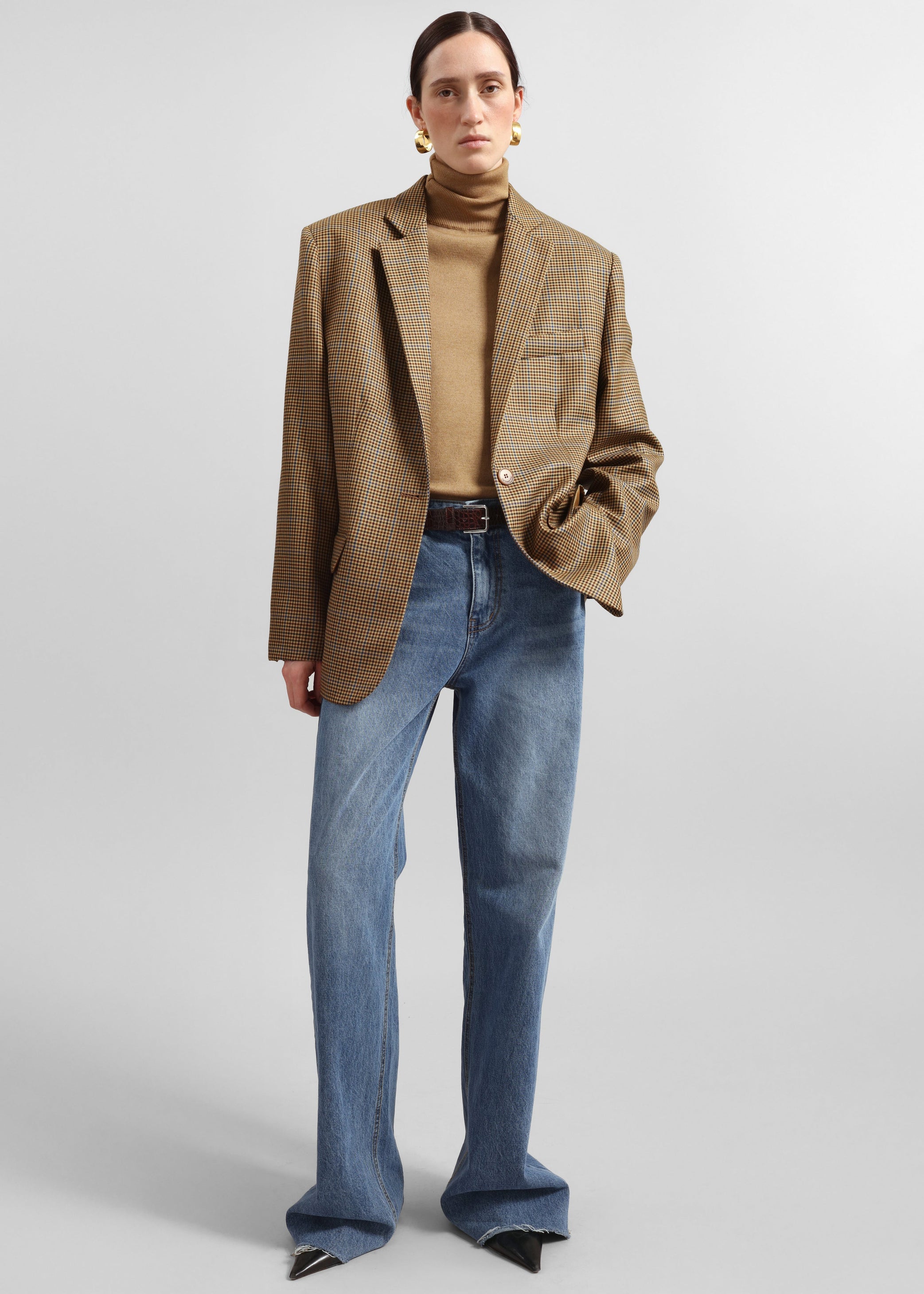 Shop the look image for Lyra Oversized Houndstooth Blazer - Camel