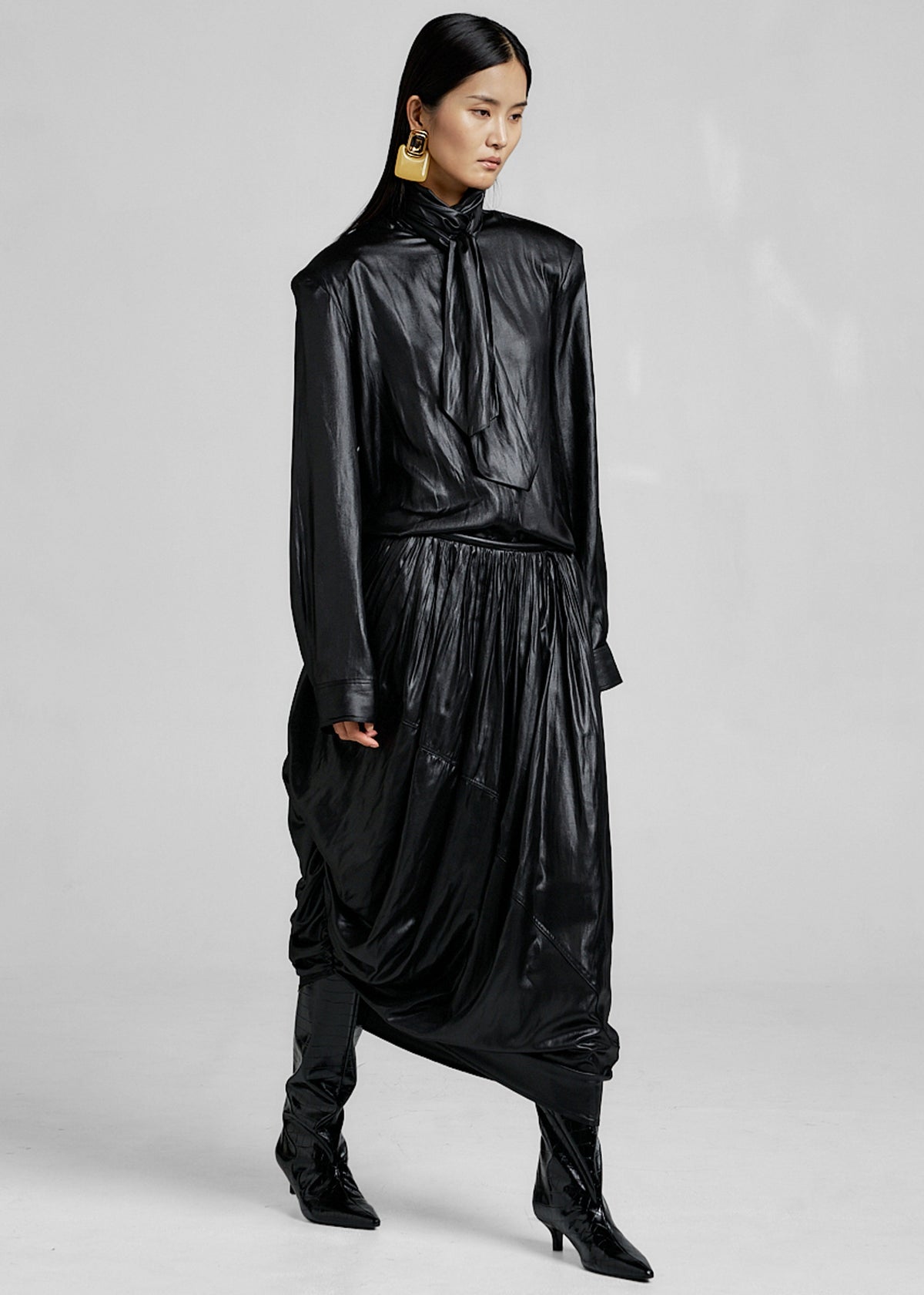 Mabillon Corded Draped Skirt - Black - 3