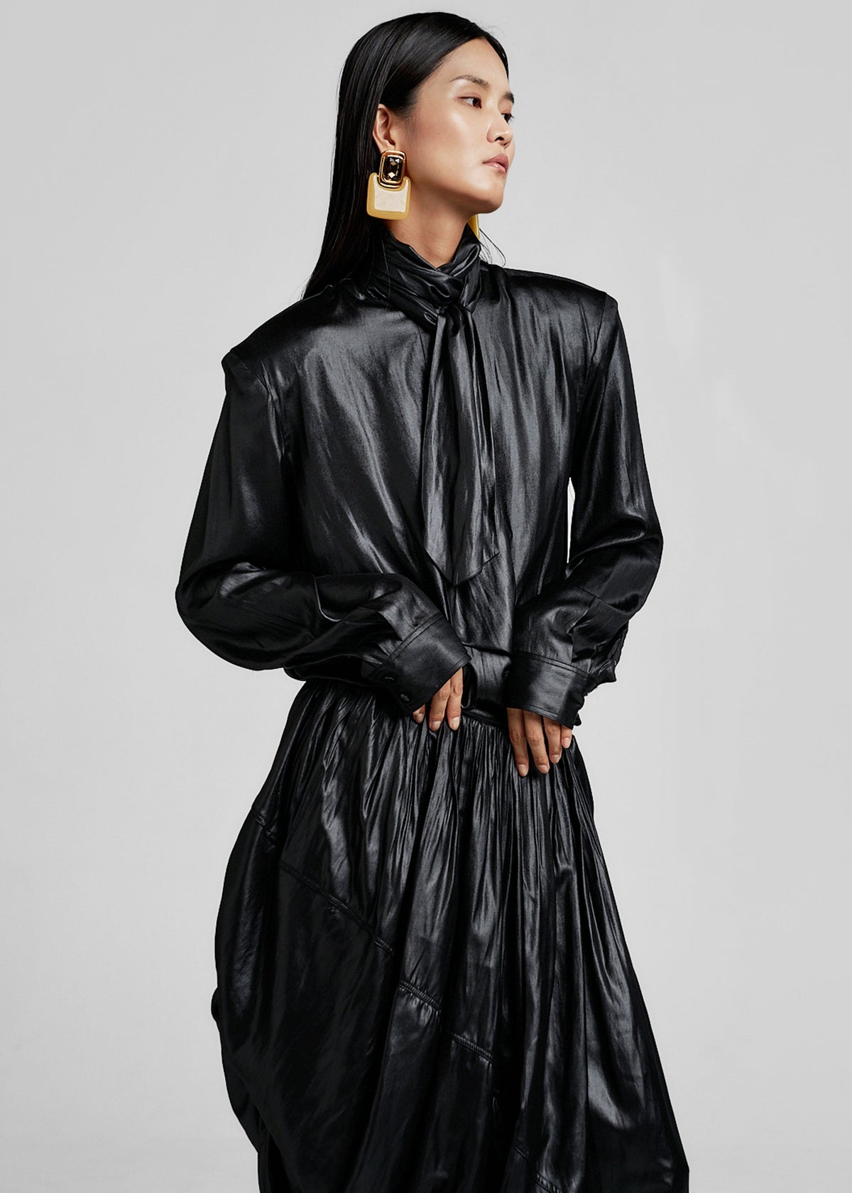 Mabillon Padded Lavalliere Blouse - Black - 5