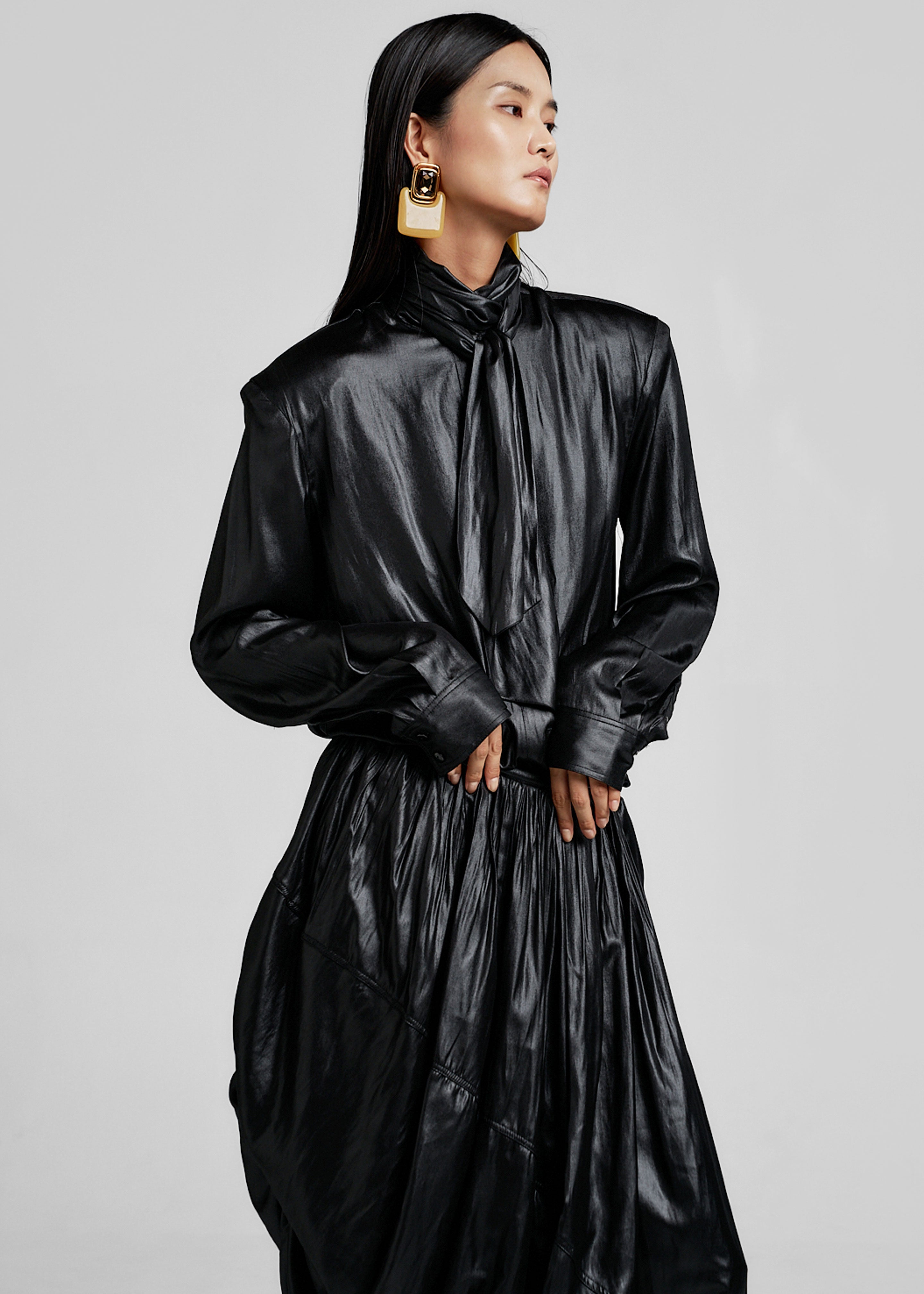 Mabillon Padded Lavalliere Blouse - Black - 5