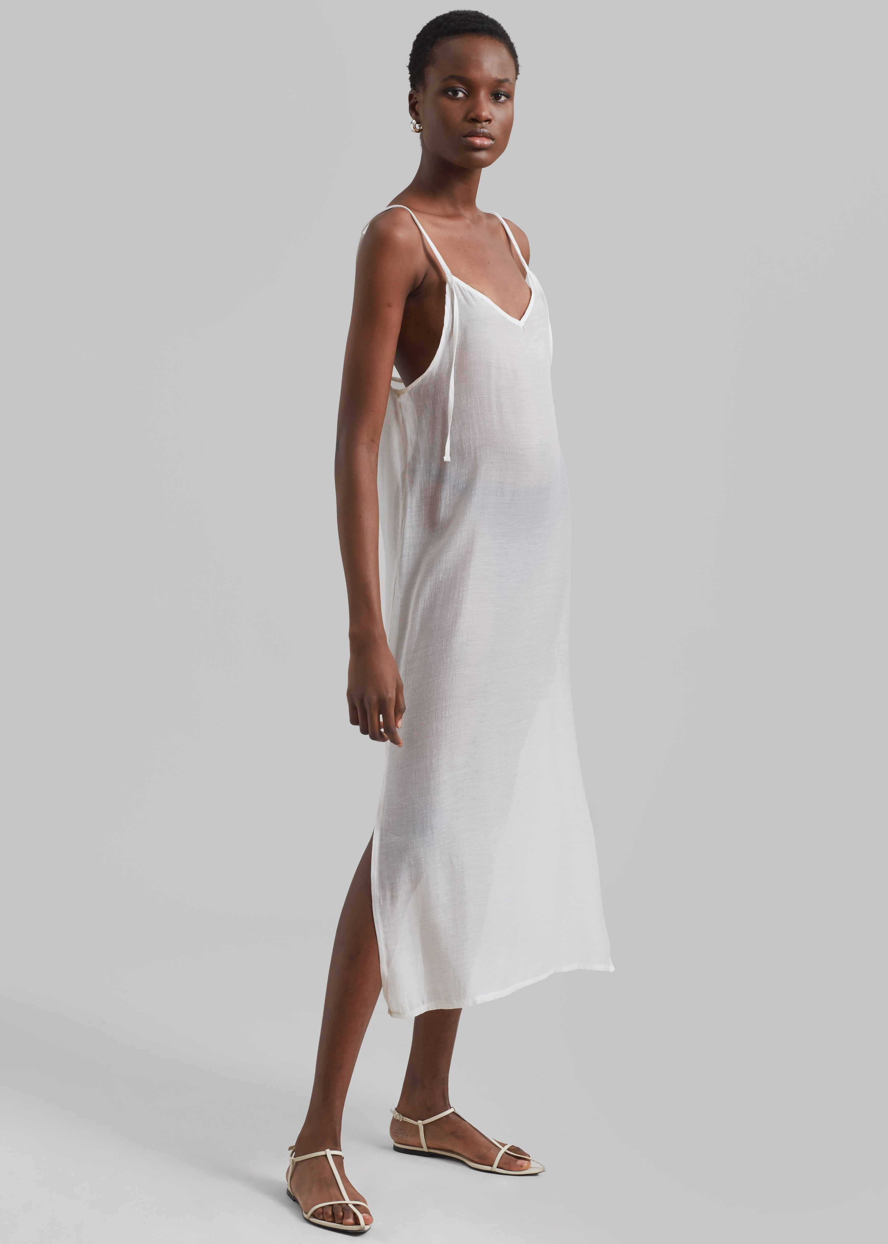 Madeline Sheer Midi Dress - Off White - 6