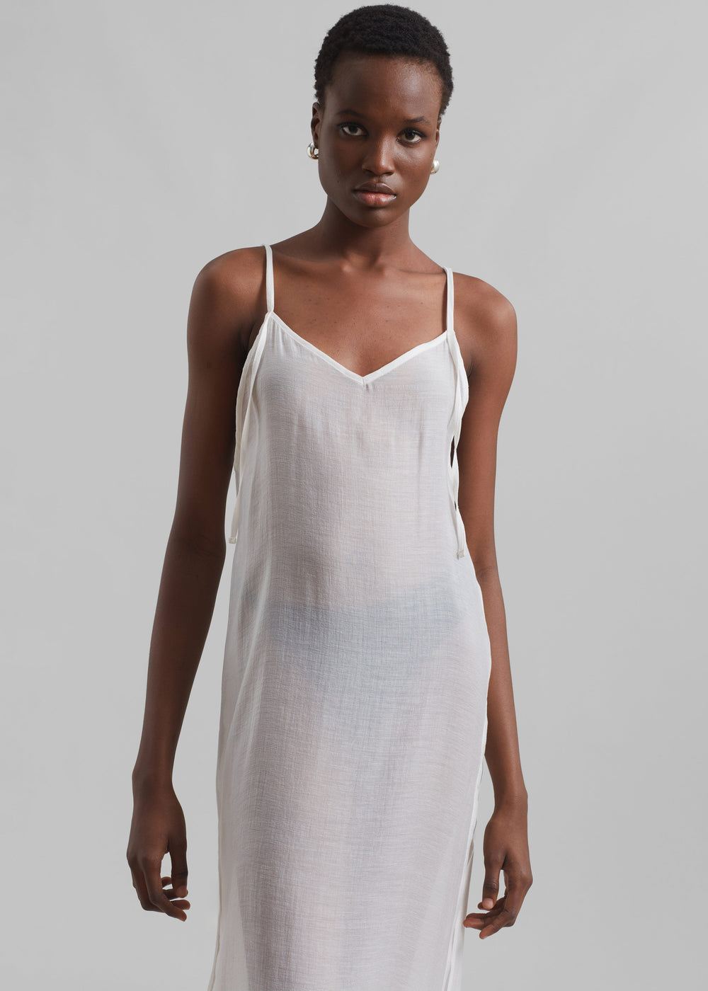 Madeline Sheer Midi Dress - Off White - 1