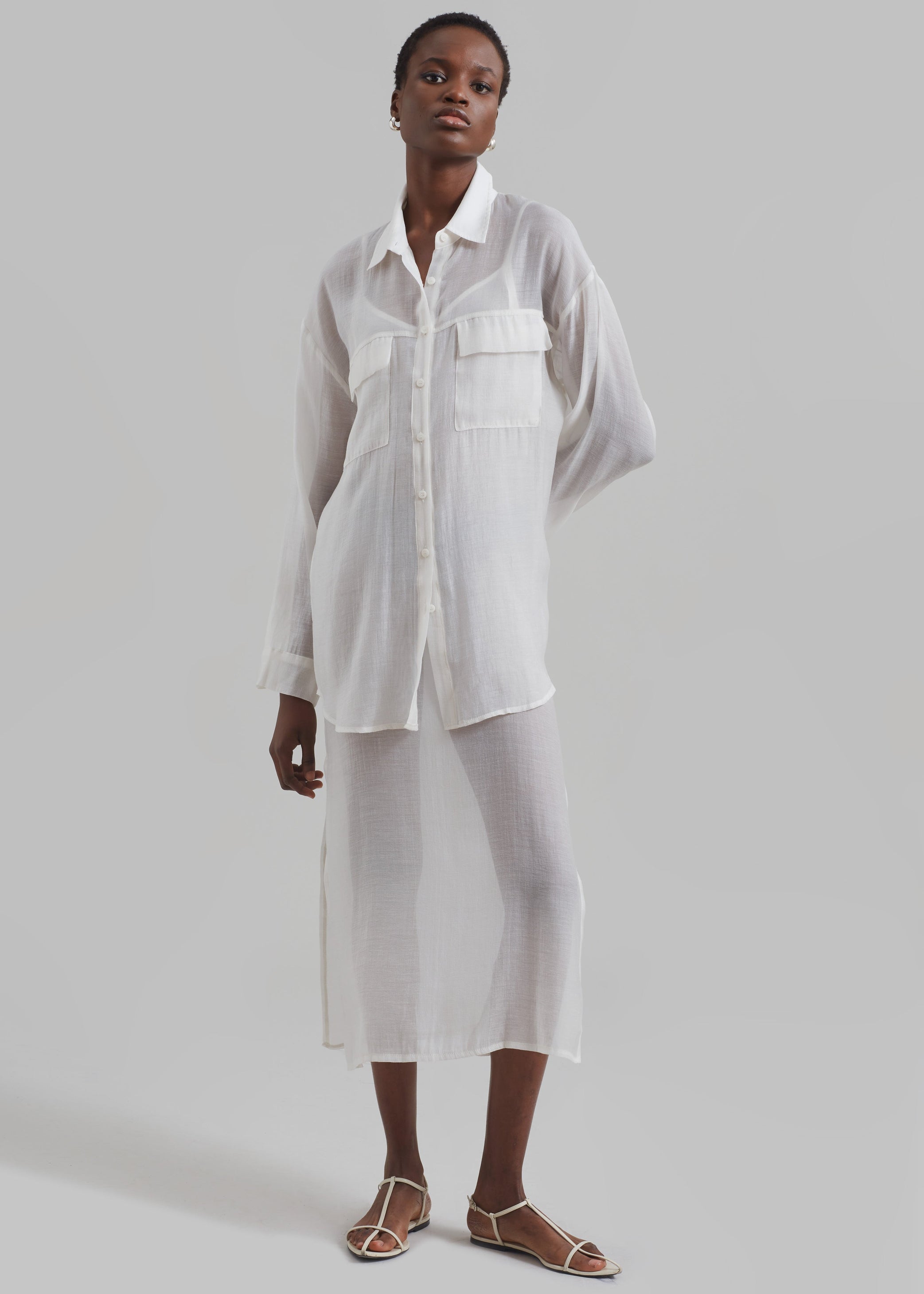 Shop the look image for Madeline Sheer Midi Dress - Off White