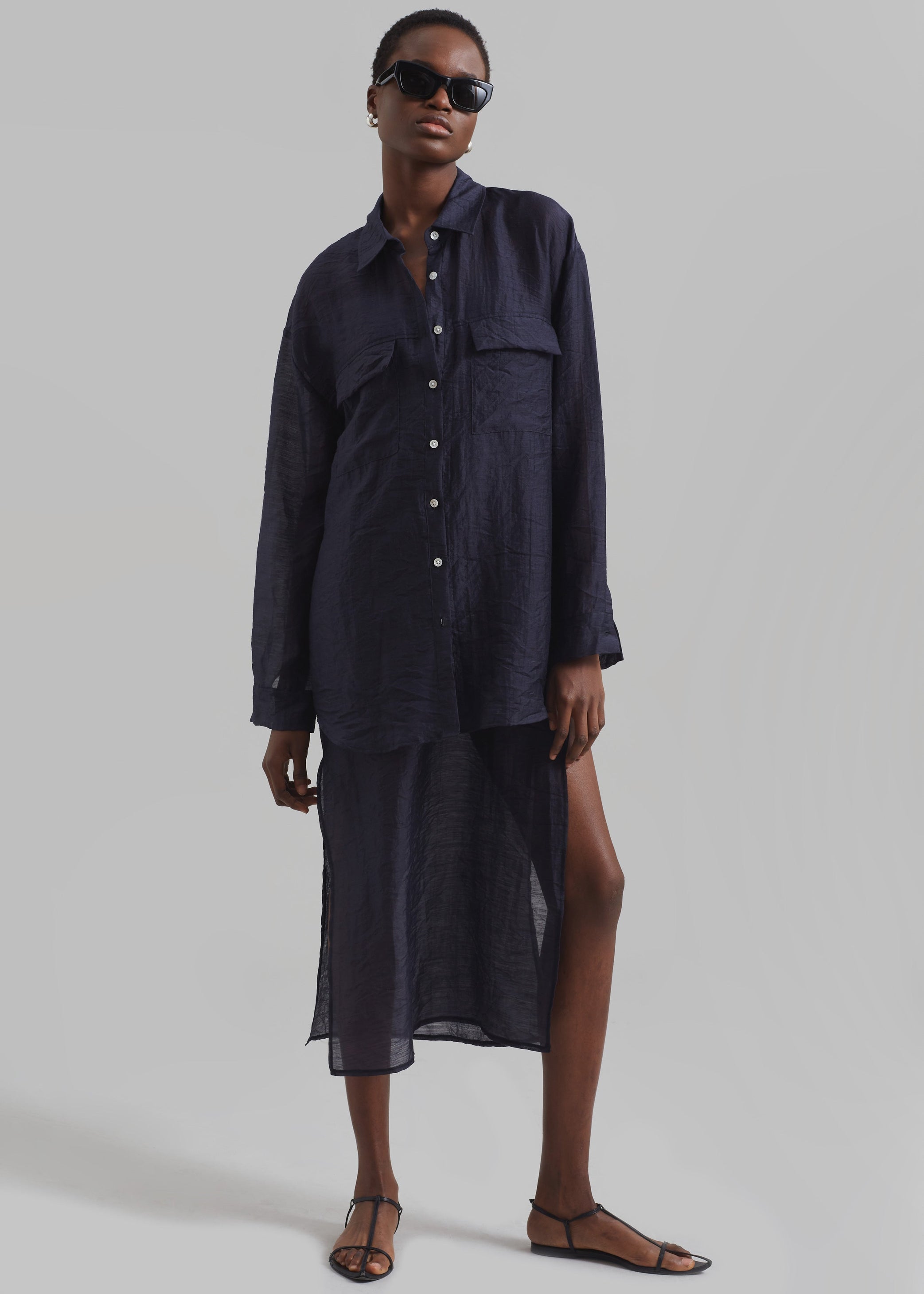 Shop the look image for Madeline Sheer Shirt - Navy