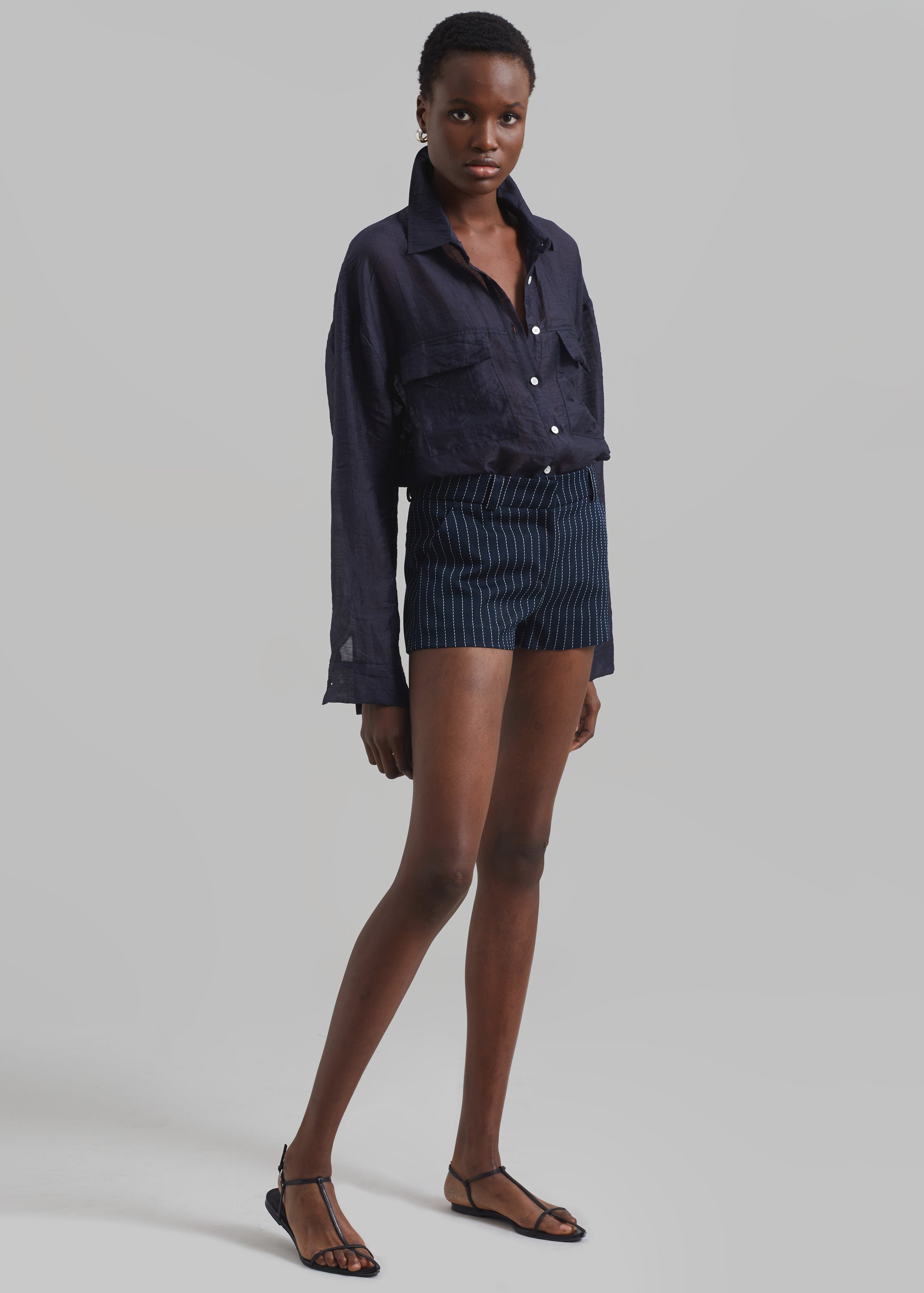 Madeline Sheer Shirt - Navy - 7