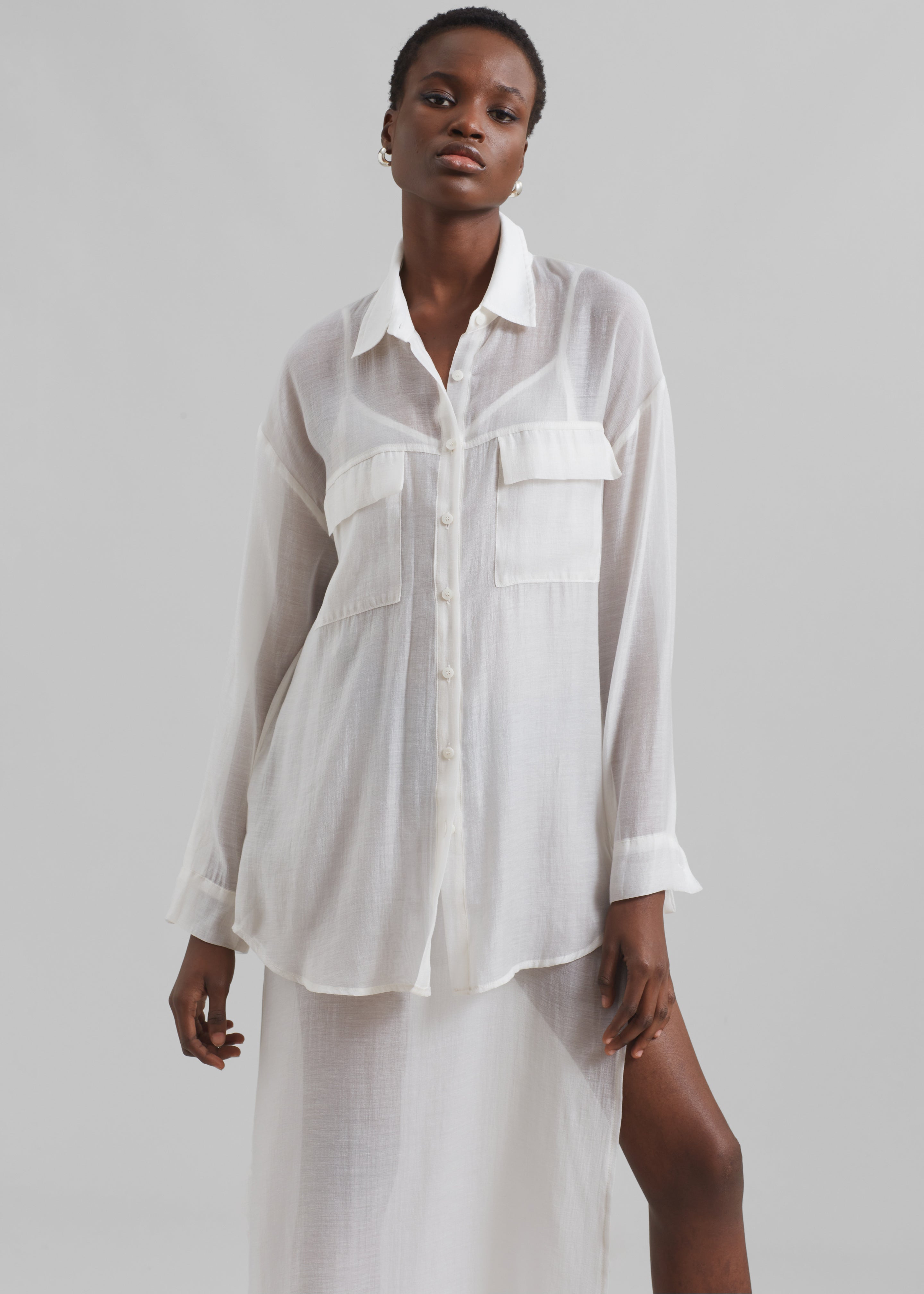 Madeline Sheer Shirt - Off White – Frankie Shop Europe