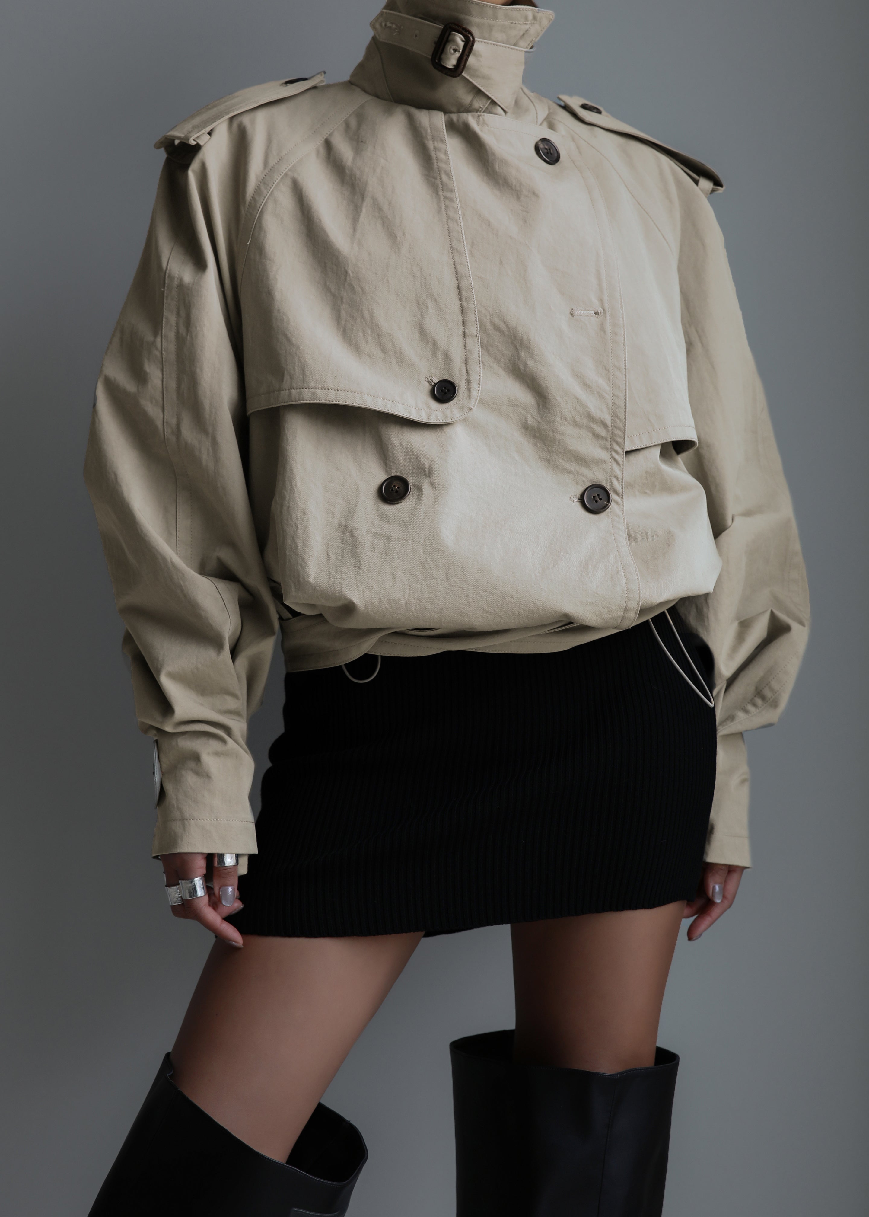 Mads Cropped Trench - Beige - 10